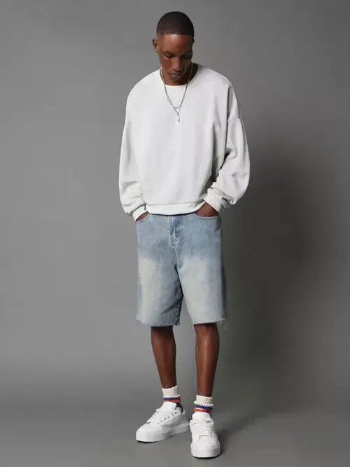 Jean Jeans Denim Shorts Jorts Graphic Drip Size US 30 / EU 46 - 2 Thumbnail