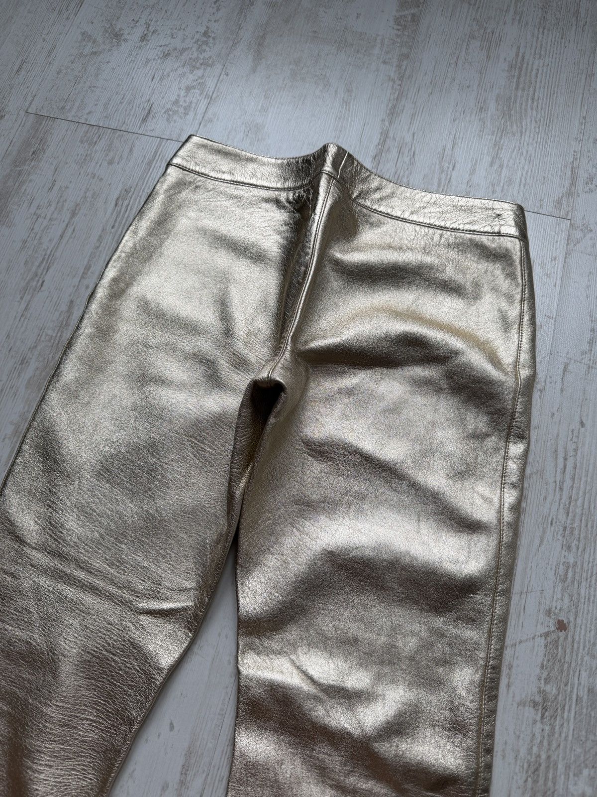 Marni MARNI Gold Metallic Leather Straight Trousers IT 38 Luxury Size 26" / US 2 / IT 38 - 13 Thumbnail