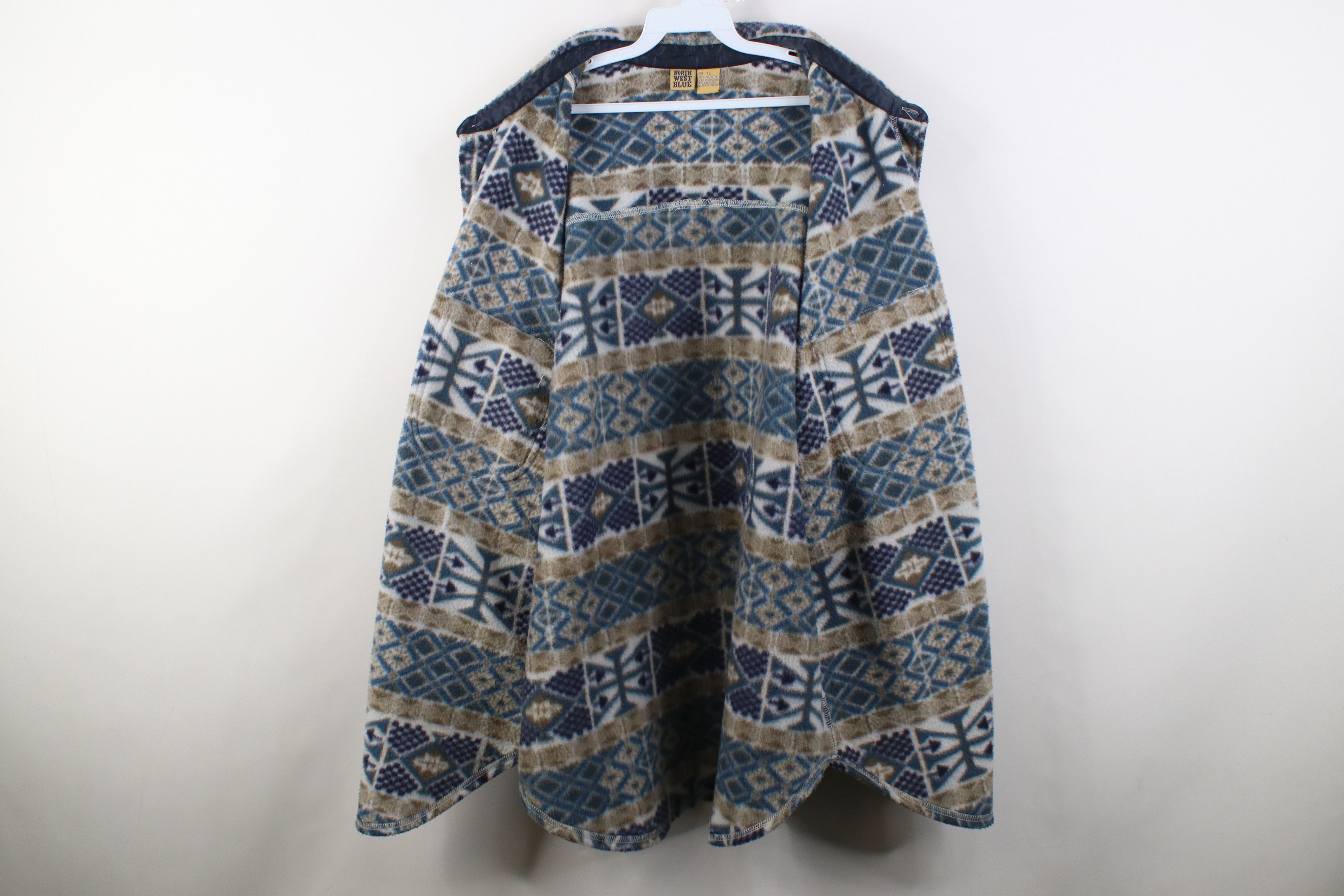 Vintage Vintage 90s Streetwear Fair Isle Fleece Button Shirt Jacket Size US XL / EU 56 / 4 - 8 Thumbnail