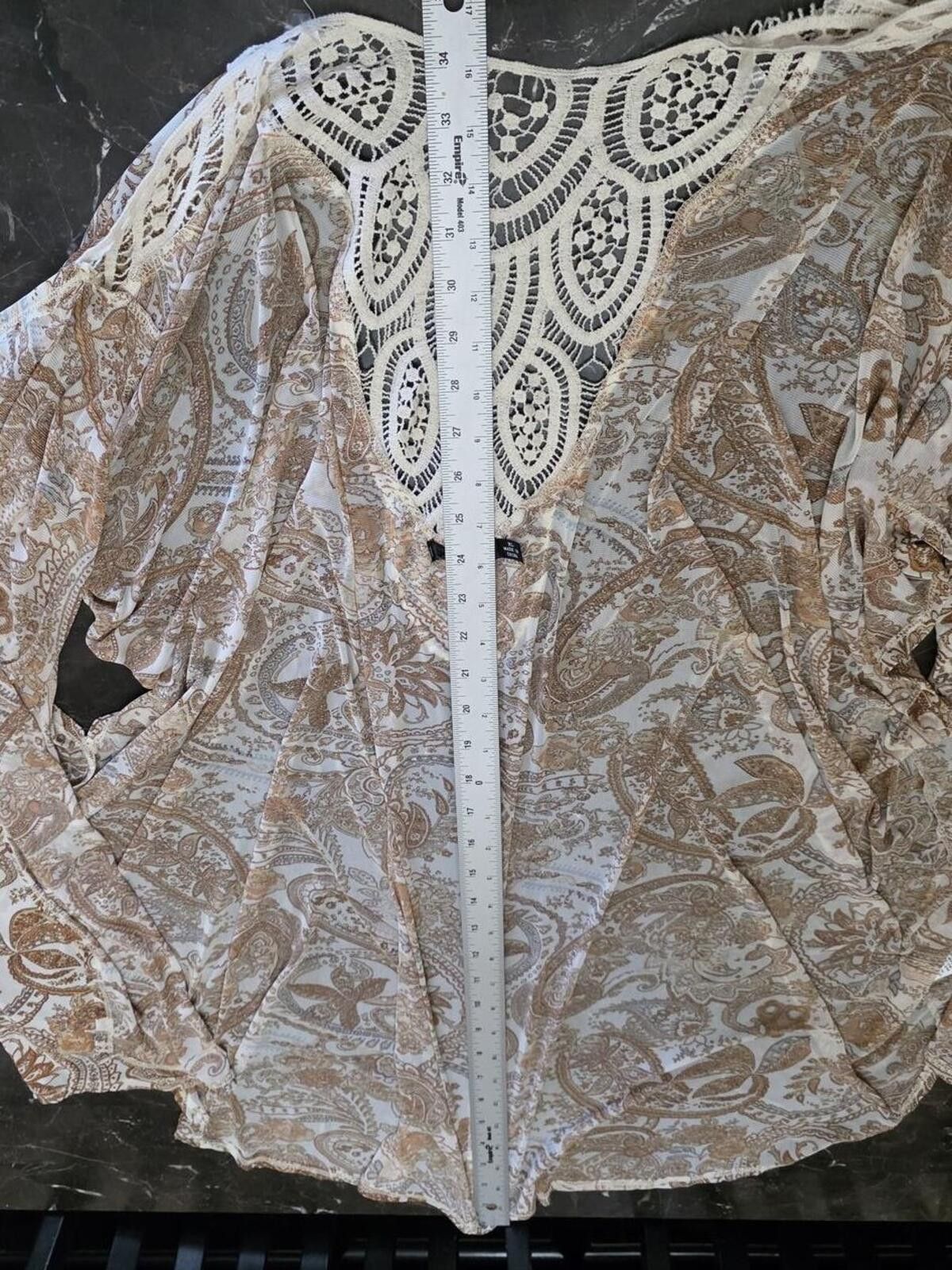 J.Crew Cure XL Brown Paisley Lightweight Semi Sheer Open Cardigan Size XL / US 12-14 / IT 48-50 - 7 Thumbnail