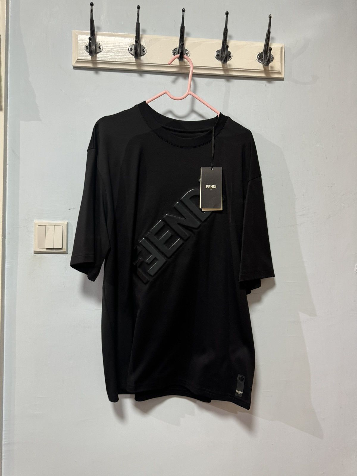 image of Fendi Heavy Cotton T-Shirt in Black, Men's (Size Small)