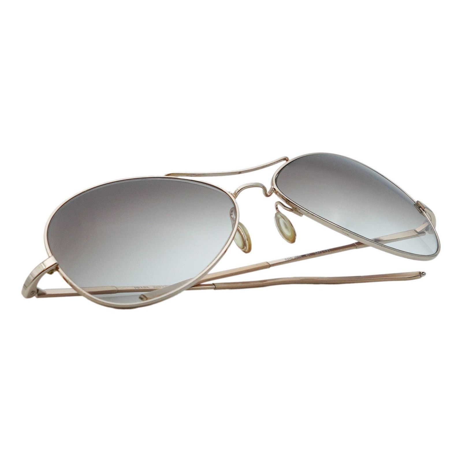 Prada Prada SPR 53B Metal Gold Gradient Aviator Logo Sunglasses Size ONE SIZE - 7 Thumbnail