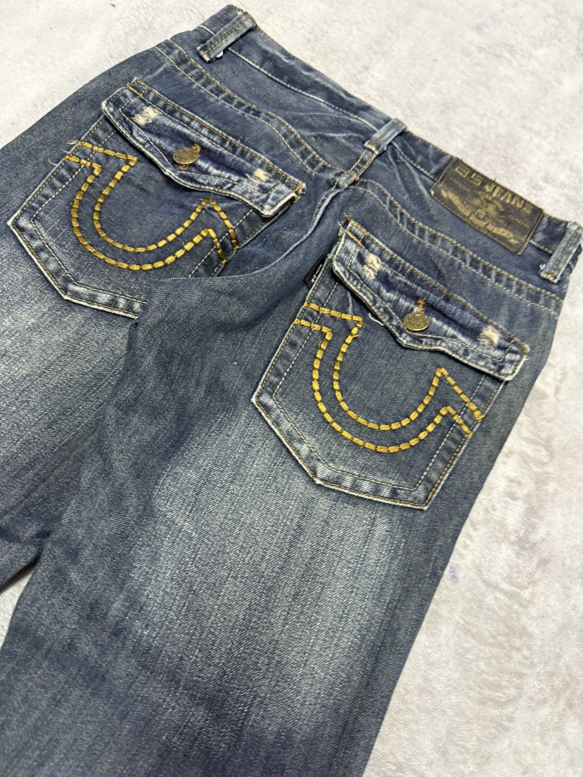 Japanese Brand × LOWBOX A.S Jeans Japan Poems Distressed Claw Mark Jeans Size US 29 - 10 Thumbnail