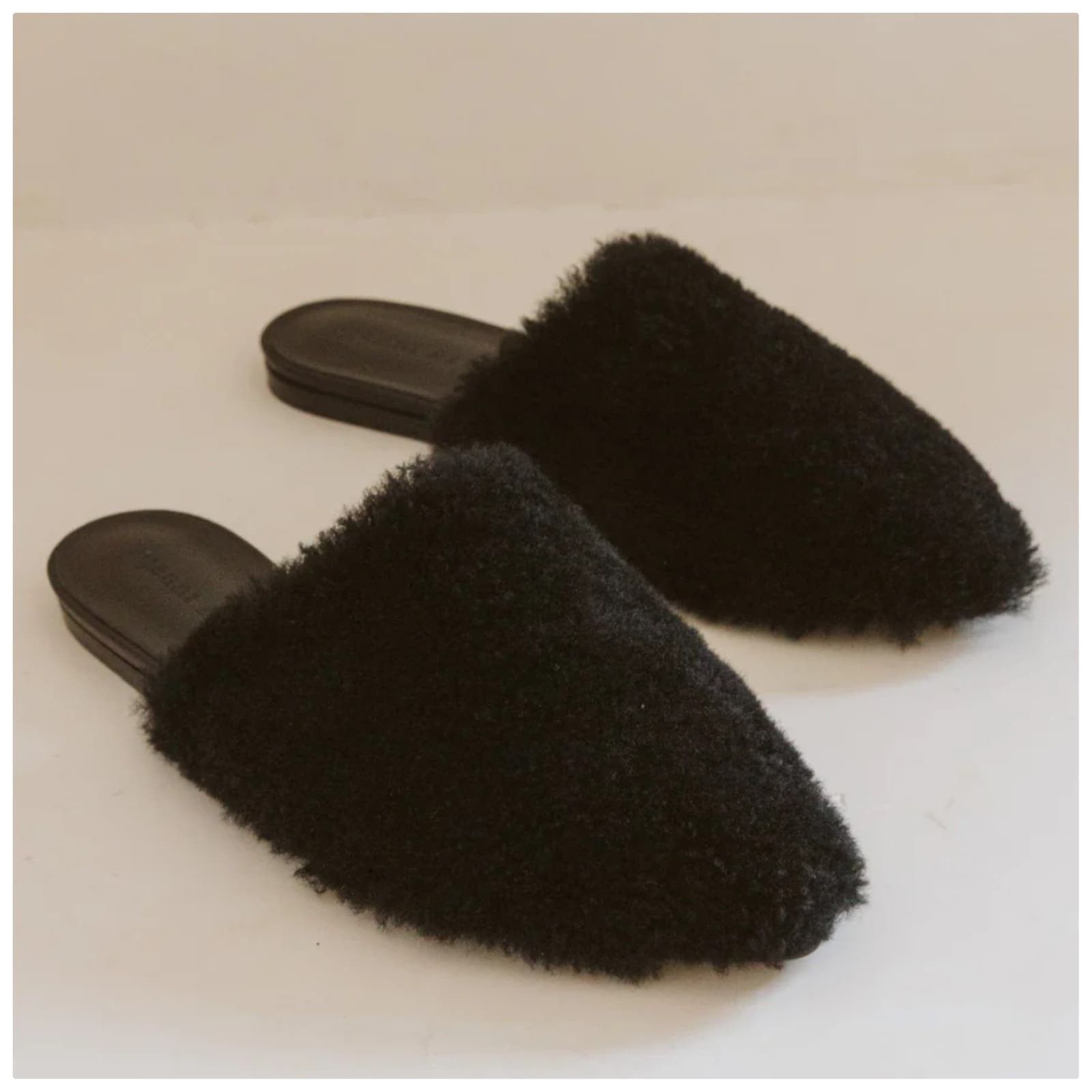image of New Jenni Kayne Shearling Mule Shoes Black, Women's (Size 10)