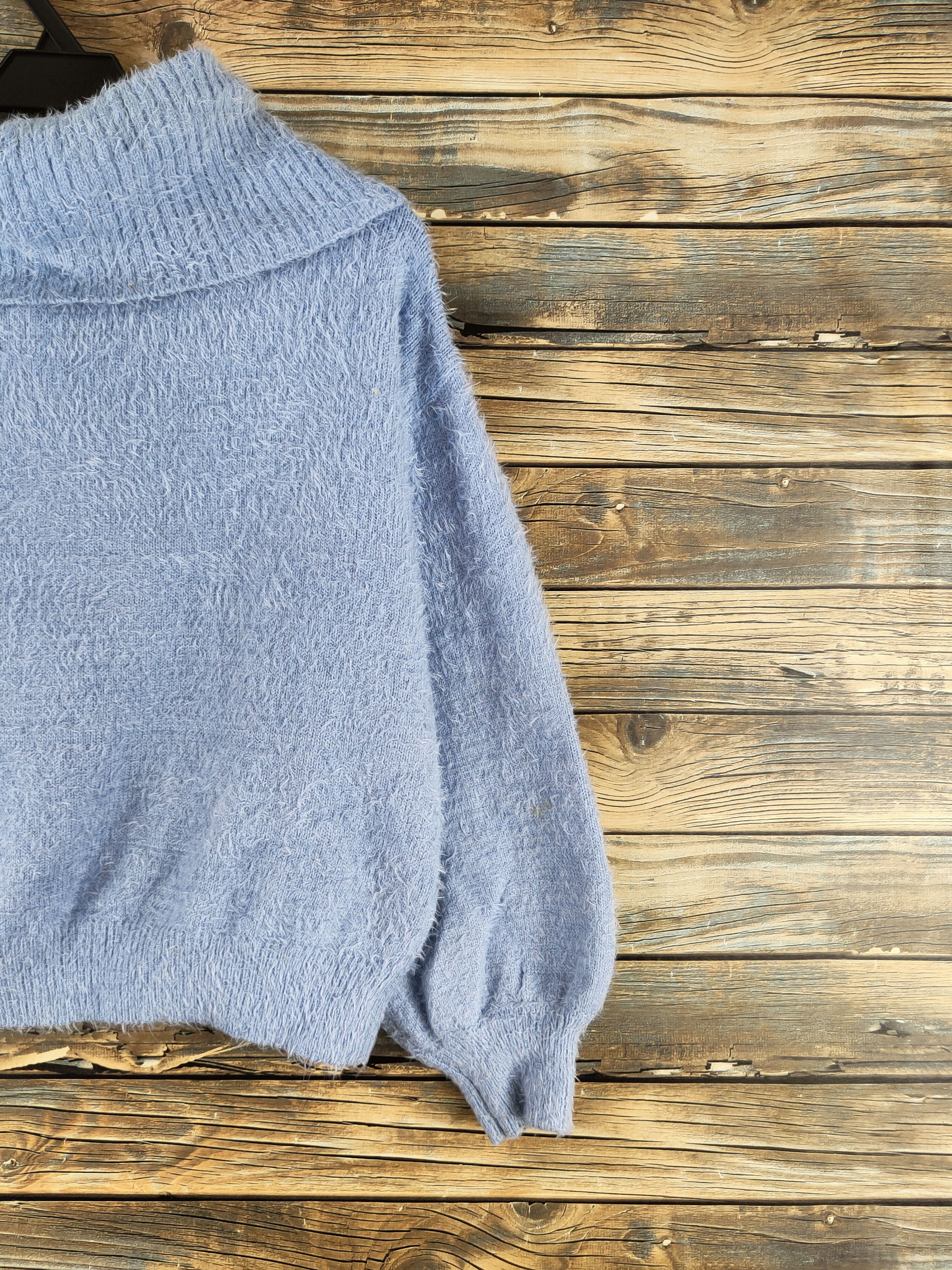 Japanese Brand Earth Music & Ecology Blue Fur Mohair Knitwear #46-549 Size S / US 4 / IT 40 - 9 Thumbnail