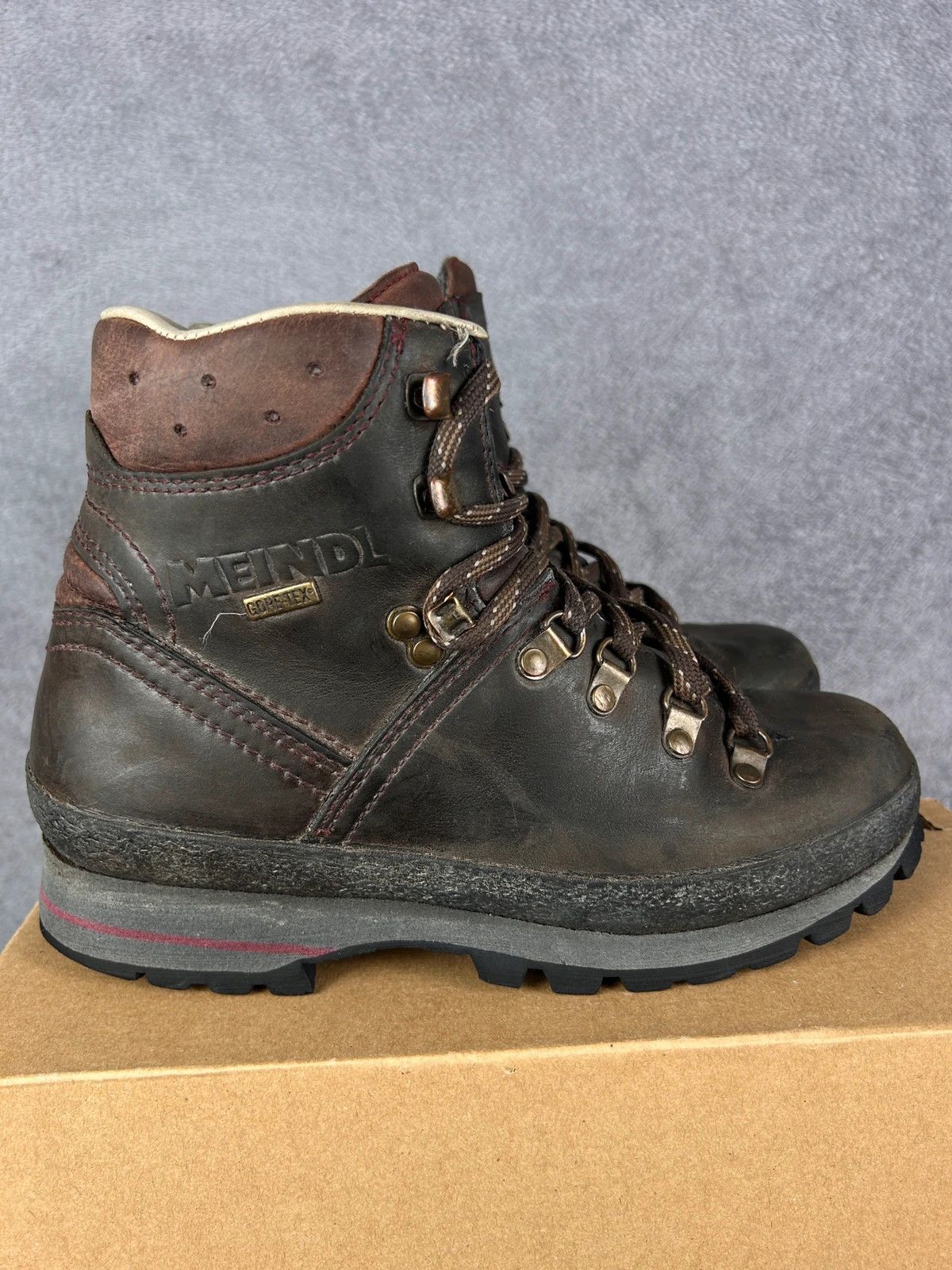 Designer Meindl Gore-Tex leather hiking boots brown Size US 7 / IT 37 - 5 Thumbnail