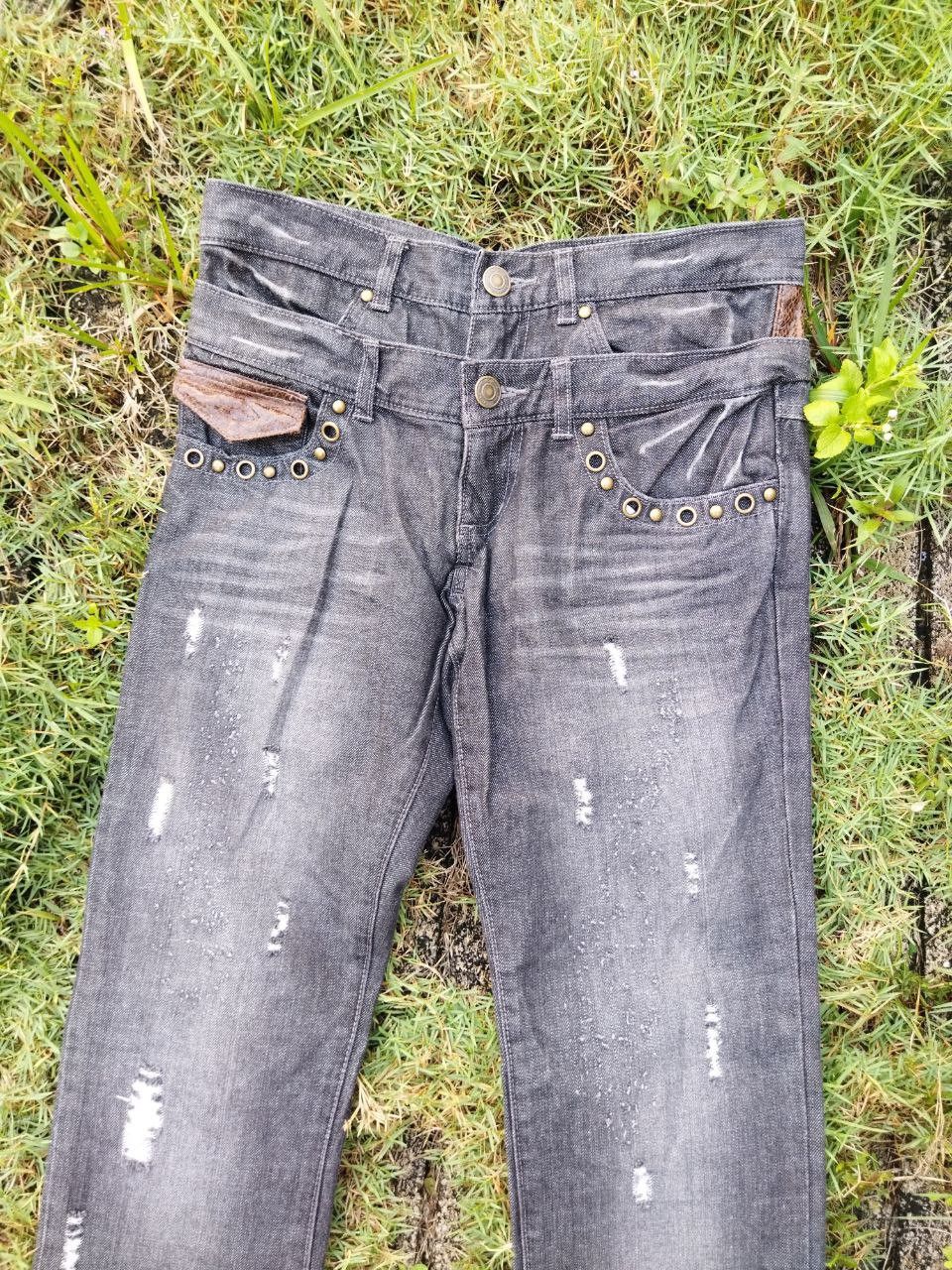 If Six Was Nine Japanese Brand Mix Leather Double Waist Jeans Size US 32 / EU 48 - 9 Thumbnail
