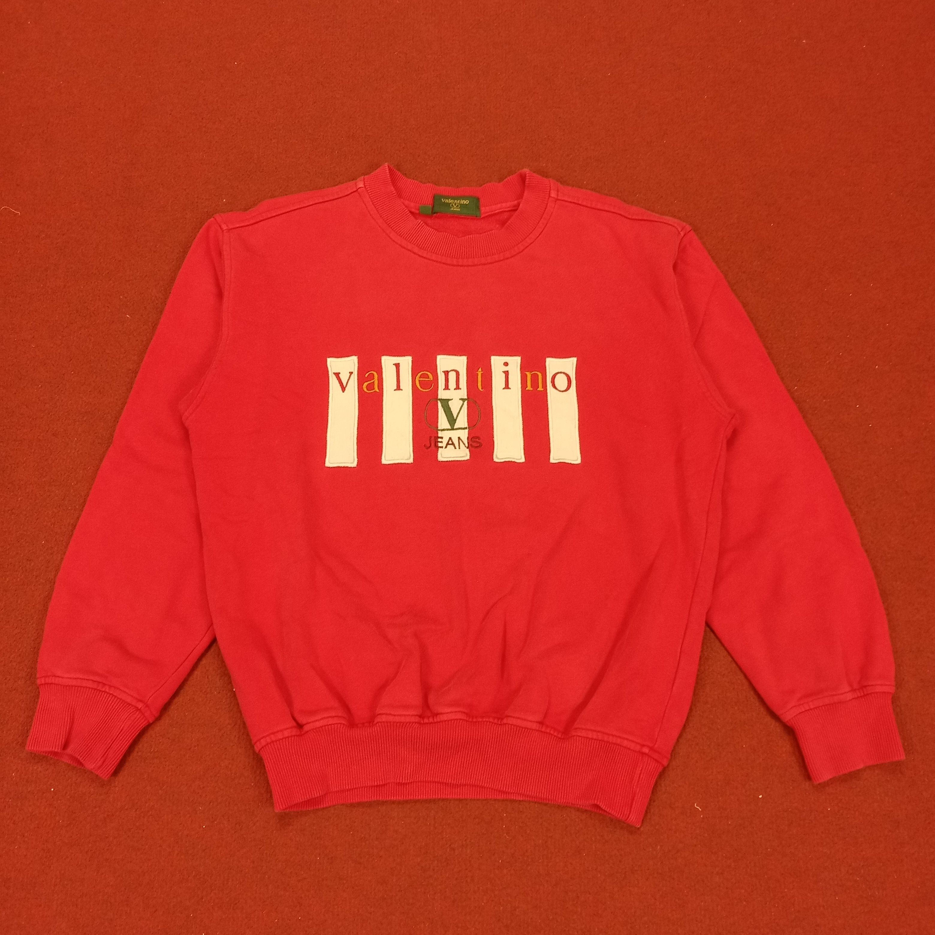 image of Valentino Jeans Center Design Streetwear Style Sweatshirt in Red, Men's (Size Medium)