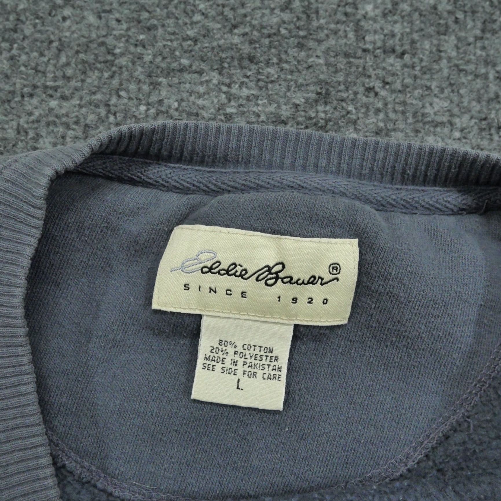Eddie Bauer VINTAGE Eddie Bauer Sweatshirt Men L Gray Blue Pullover 90s Logo Crew Neck Sp W2K Size US L / EU 52-54 / 3 - 3 Thumbnail