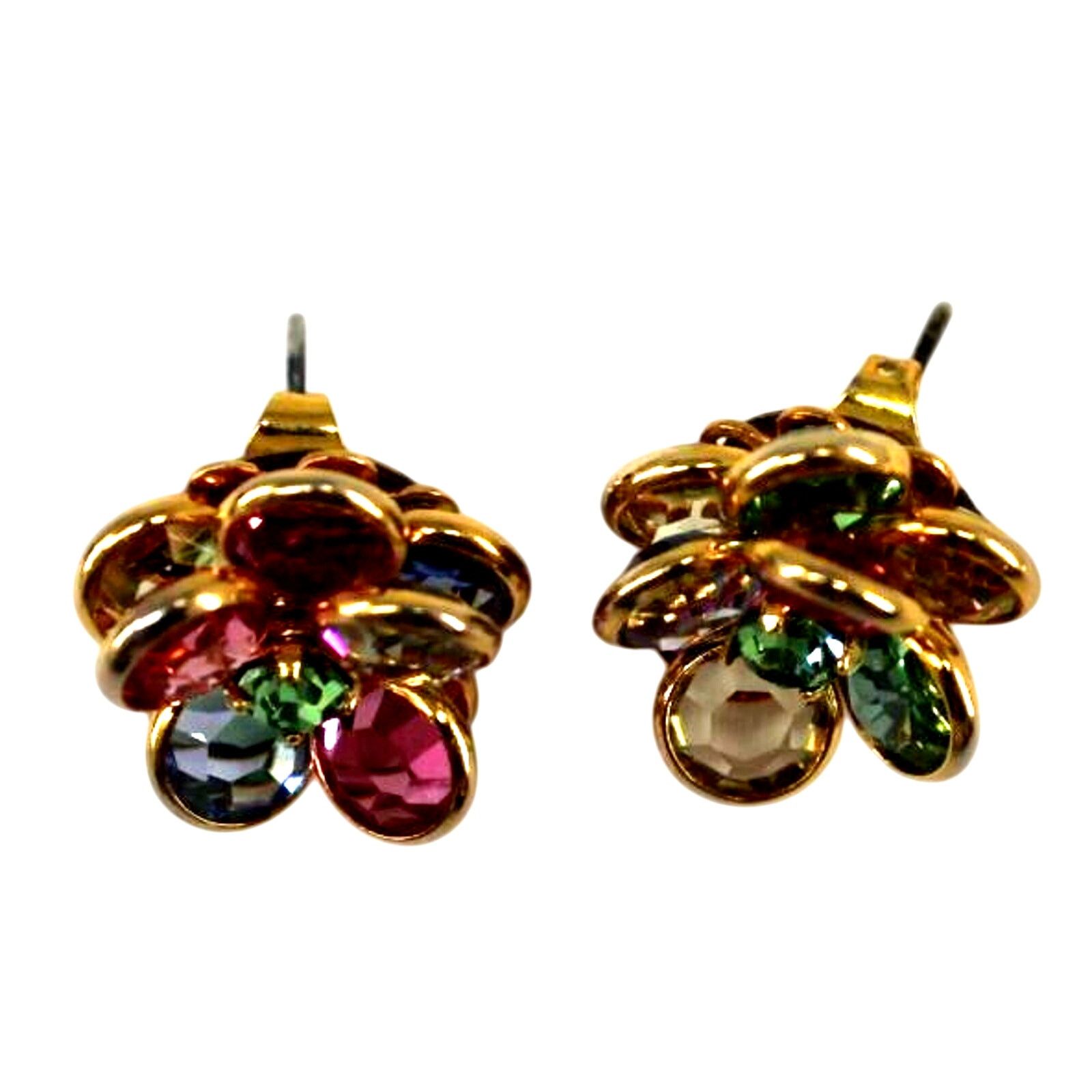 Other Multicolored Crystal Glass Earrings • Bezel Set • Goldtone Size ONE SIZE - 2 Thumbnail