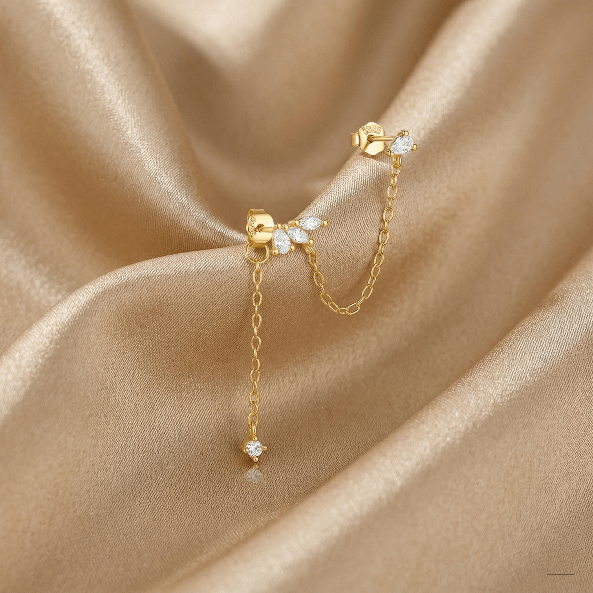 Jewelry Dangle Chain Earrings 925 Sterling Silver Ear Jewelry Gift Size ONE SIZE - 1 Thumbnail