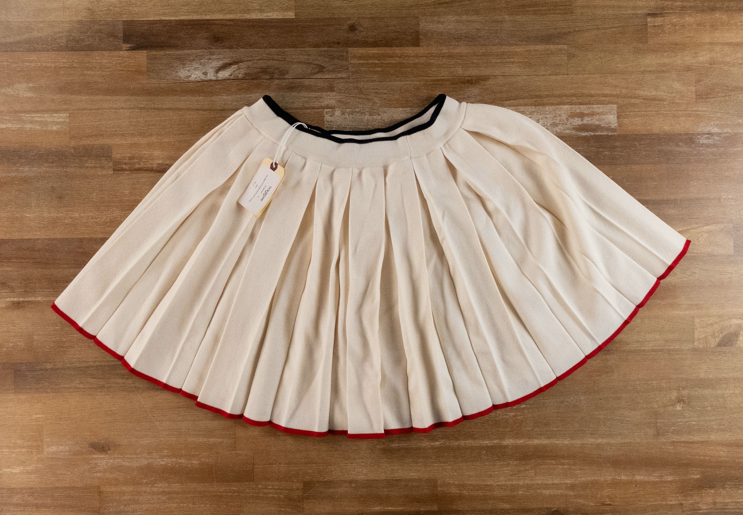 Thom Browne THOM BROWNE ecru white pleated wool mini skirt 40 Size 27" / US 4 / IT 40 - 5 Thumbnail