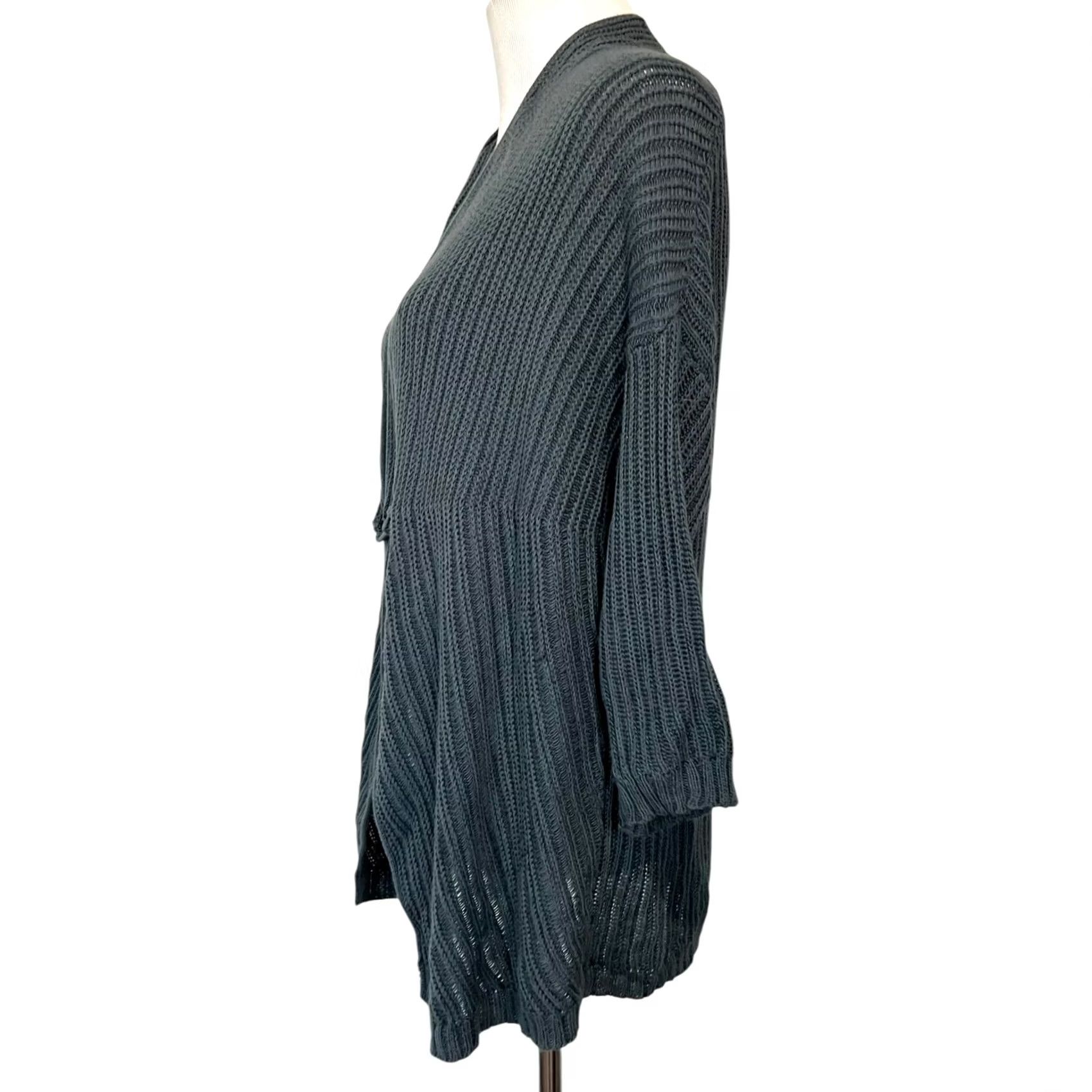 J. Jill VINTAGE? Pure J. Jill Cardigan Sweater Cotton Knit Safety Pin Closure Oversized Womens XS Blue Cardigan Size XS / US 0-2 / IT 36-38 - 4 Thumbnail
