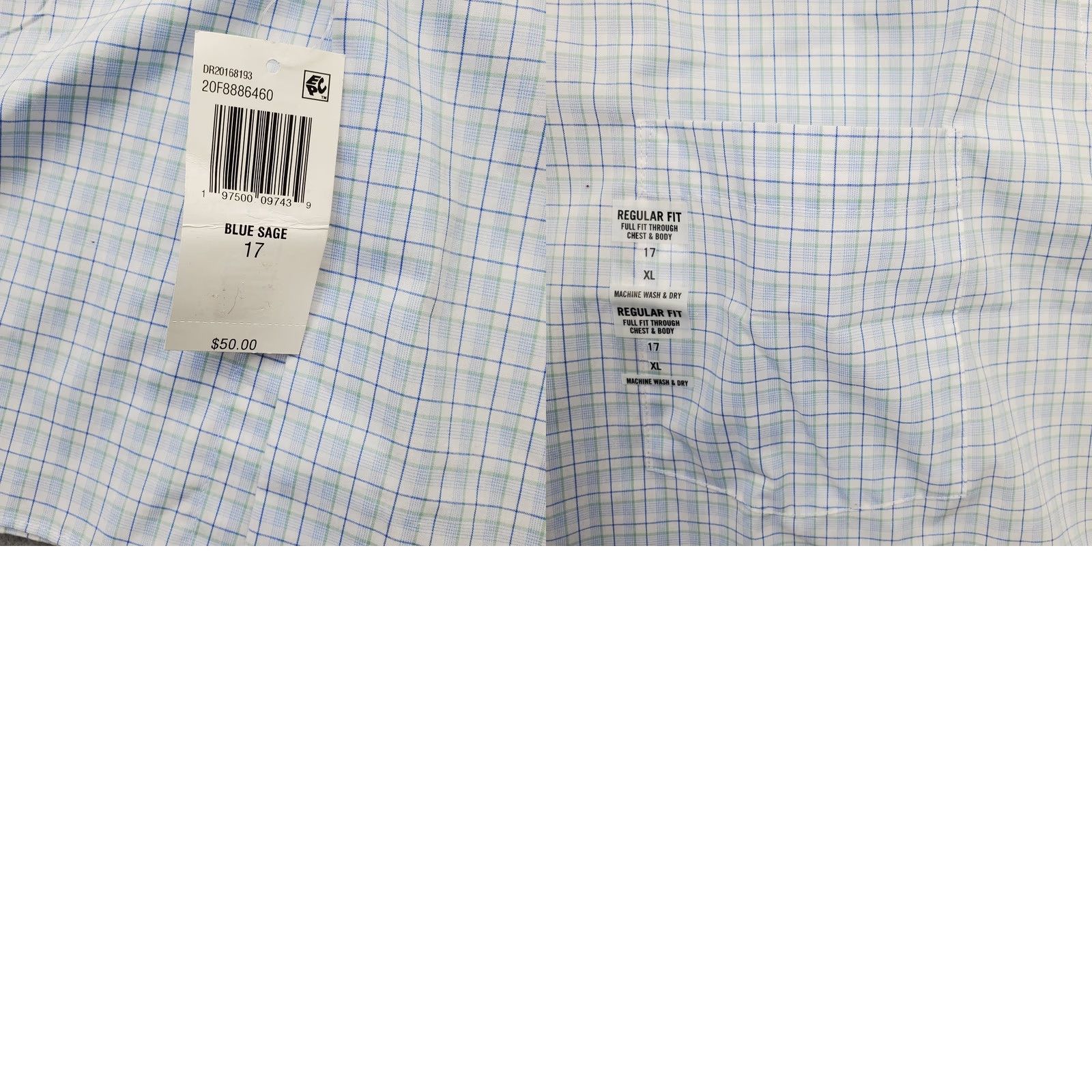 Van Heusen Van Heusen Dress Shirt Mens XL Blue Plaid Formal Regular Wrinkle-Free Button-Up Size 46R - 8 Thumbnail