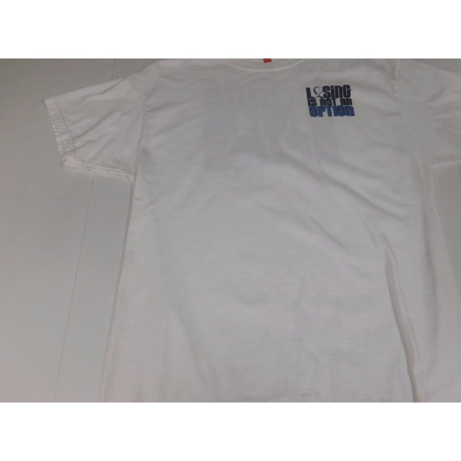 Hanes Losing is not an option Hanes Mens T-Shirt L White Crew Neck Short Sleeve 90s University Colorful Logo Bre breathable Size US L / EU 52-54 / 3 - 3 Thumbnail