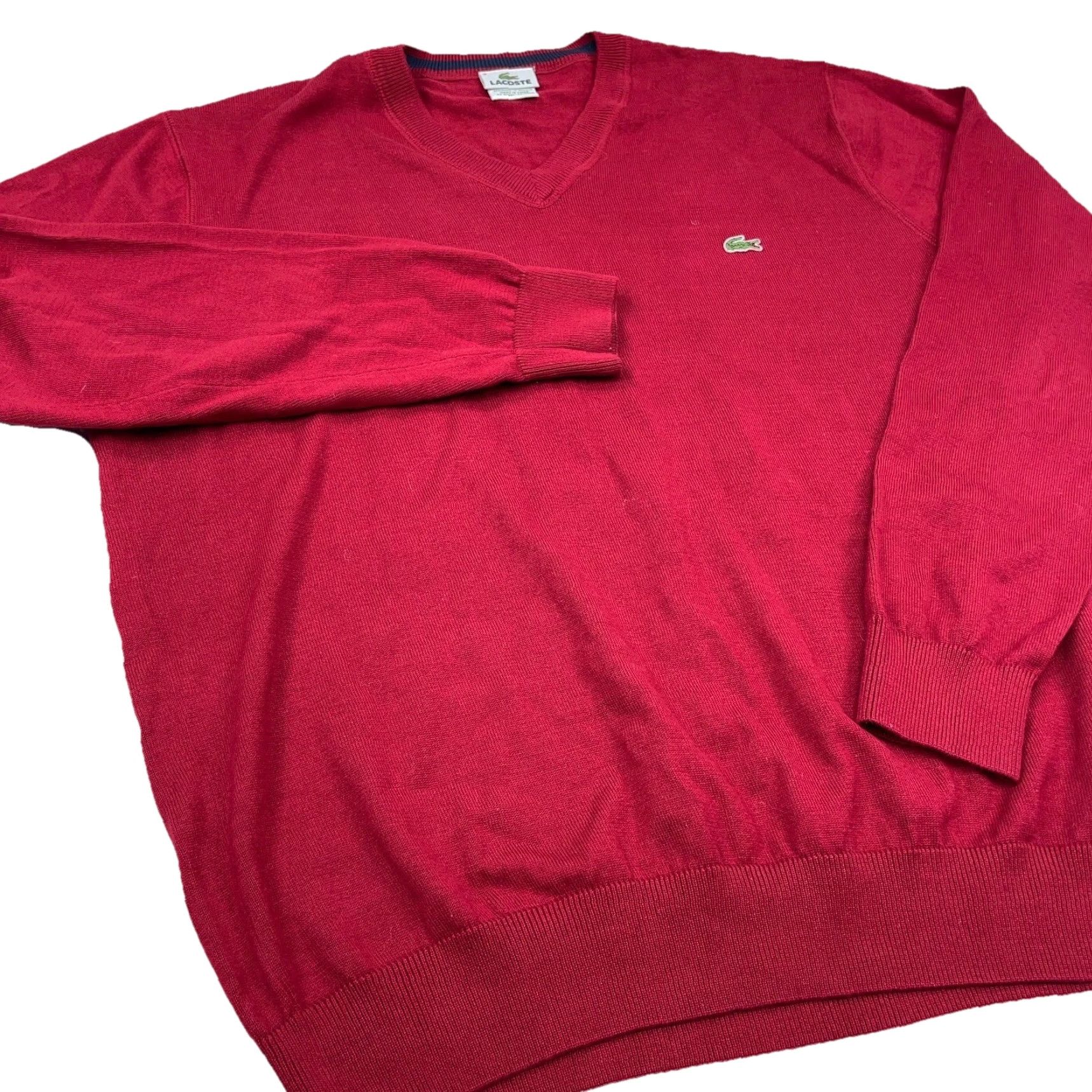 Lacoste Lacoste Sweater Men XL Red V-Neck Lightweight Knit Pullover Logo Zipper Button Embroidered Golf Classic Preppy Sports Size US XL / EU 56 / 4 - 4 Thumbnail