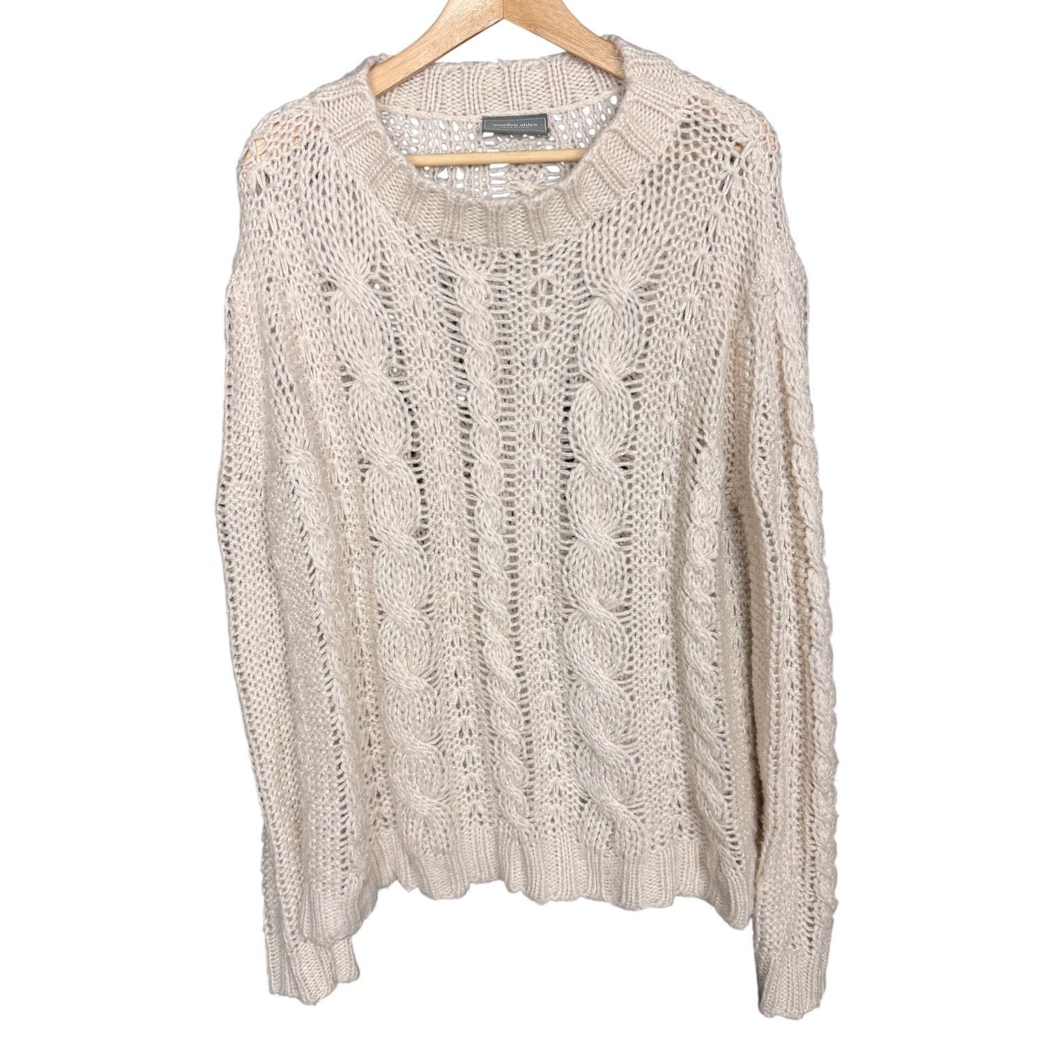 SHIPS Wooden Ships Sweater Women's S/M Cream Open Knit Pullover Size M / US 6-8 / IT 42-44 - 2 Thumbnail