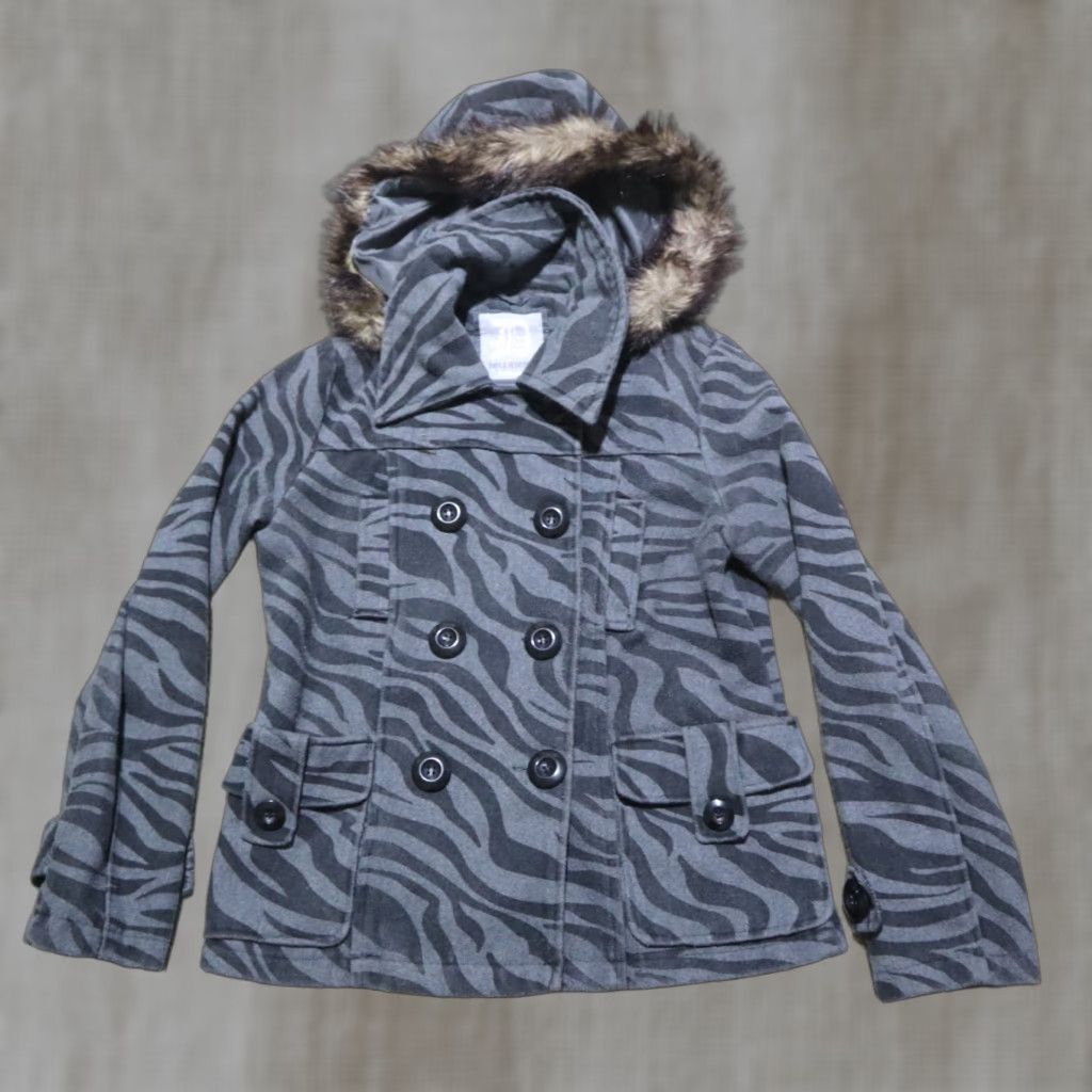 Vintage DollHouse Jacket Women Adult Gray Hooded Outerwear M Style Basic Jacket Motorcycle Theme Pockets Lightweight All Seasons Fall Winter Spring Size M / US 6-8 / IT 42-44 - 1 Thumbnail