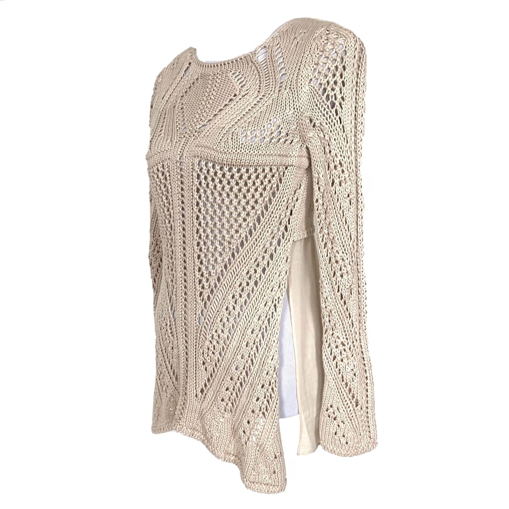 Akira VINTAGE Akira Black Label Sweater Beige Crochet Open Knit Back Sz S Size S / US 4 / IT 40 - 2 Thumbnail