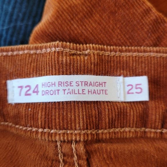 Levi's Levis 724 Straight Corduroy Pants 25" Rust Cotton button Fly Size 25" / US 0 / IT 36 - 10 Thumbnail