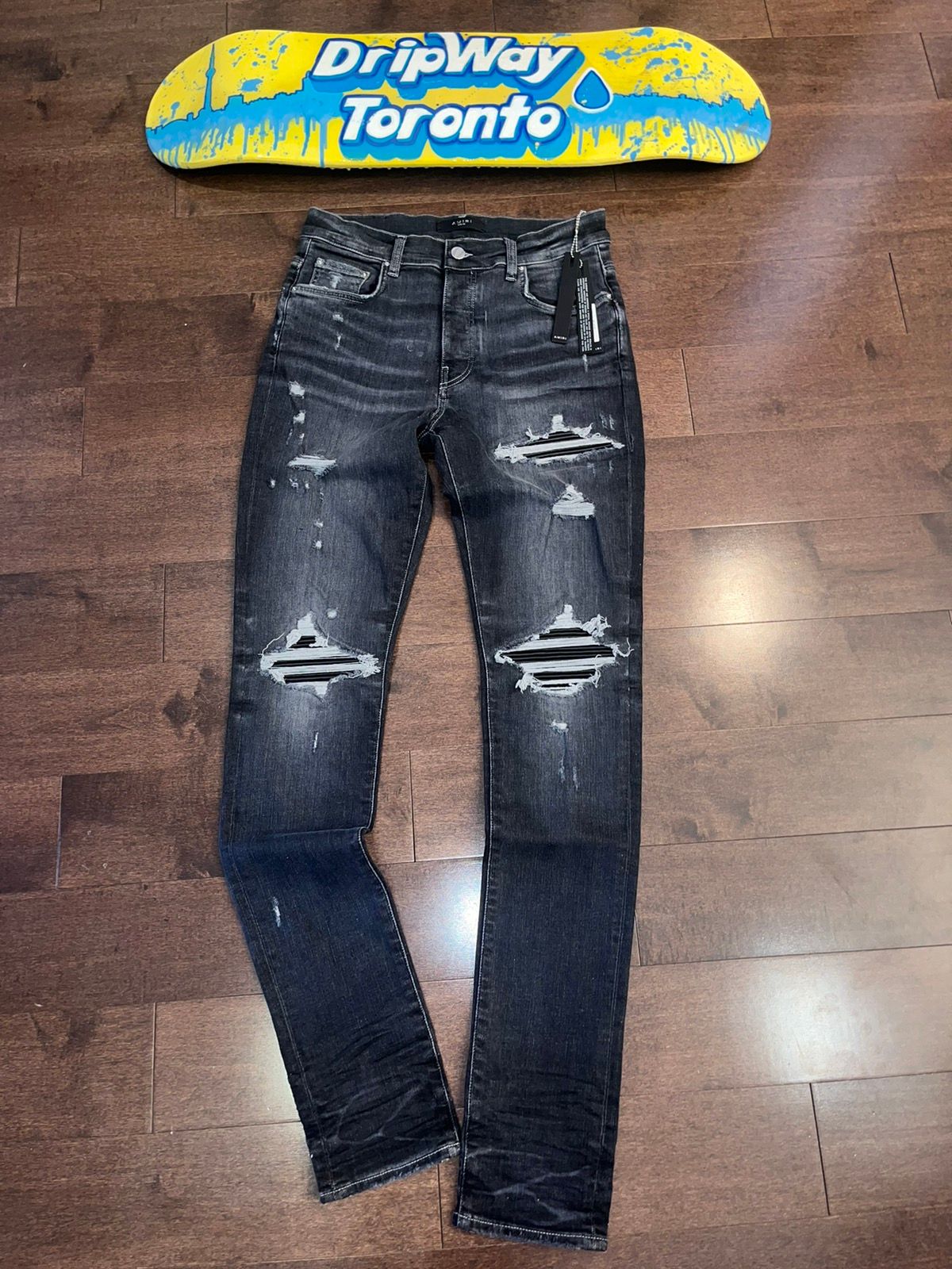 Pre-owned Amiri Mx1 Grey Leather Jean