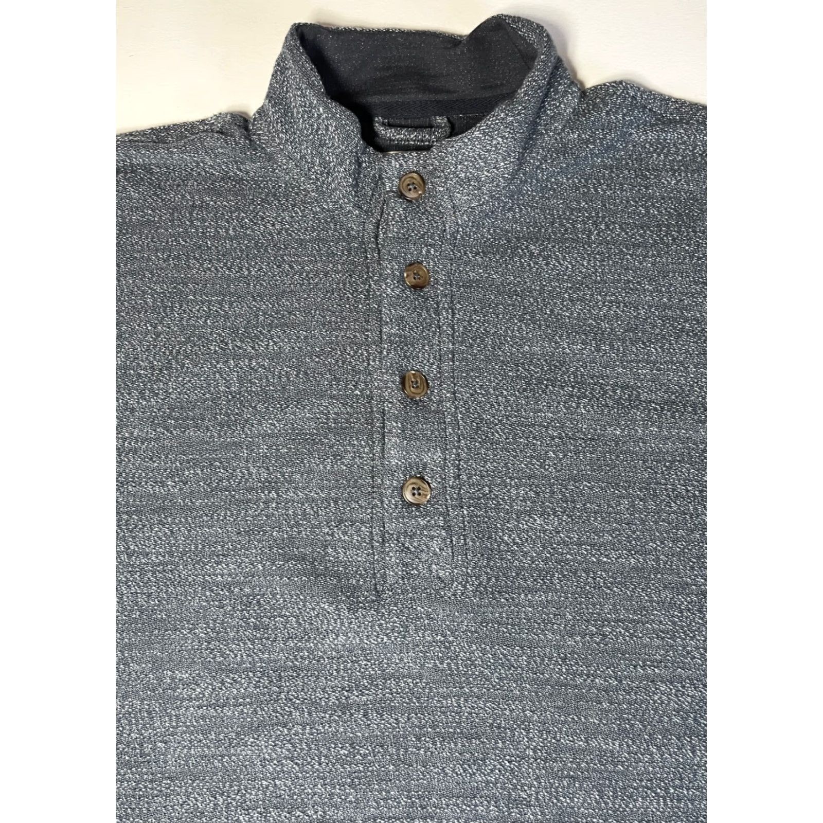 Marine Layer MARINE LAYER Men's Clayton Henley Sweatshirt XL Gray Organic Cotton Blend Knit Pullover Button Neckline All Seasons Size US XL / EU 56 / 4 - 6 Thumbnail