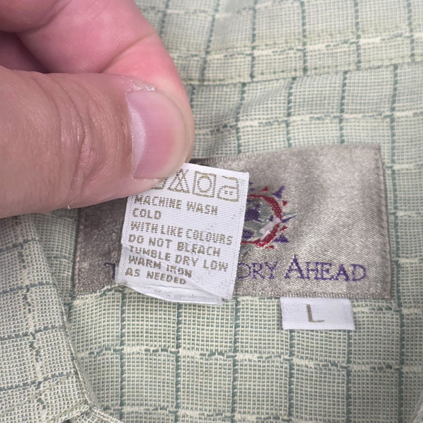 The Territory Ahead Territory Ahead Shirt Men's Large Green White Woven Textured Cotton Button-Up Short Sleeve Plaid Size US L / EU 52-54 / 3 - 5 Thumbnail