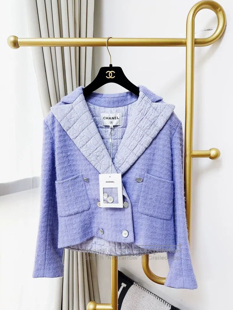 Chanel Chanel 21K autumn and winter taro purple lapel dark patter Size XXS / US 00 / IT 34 - 1 Thumbnail