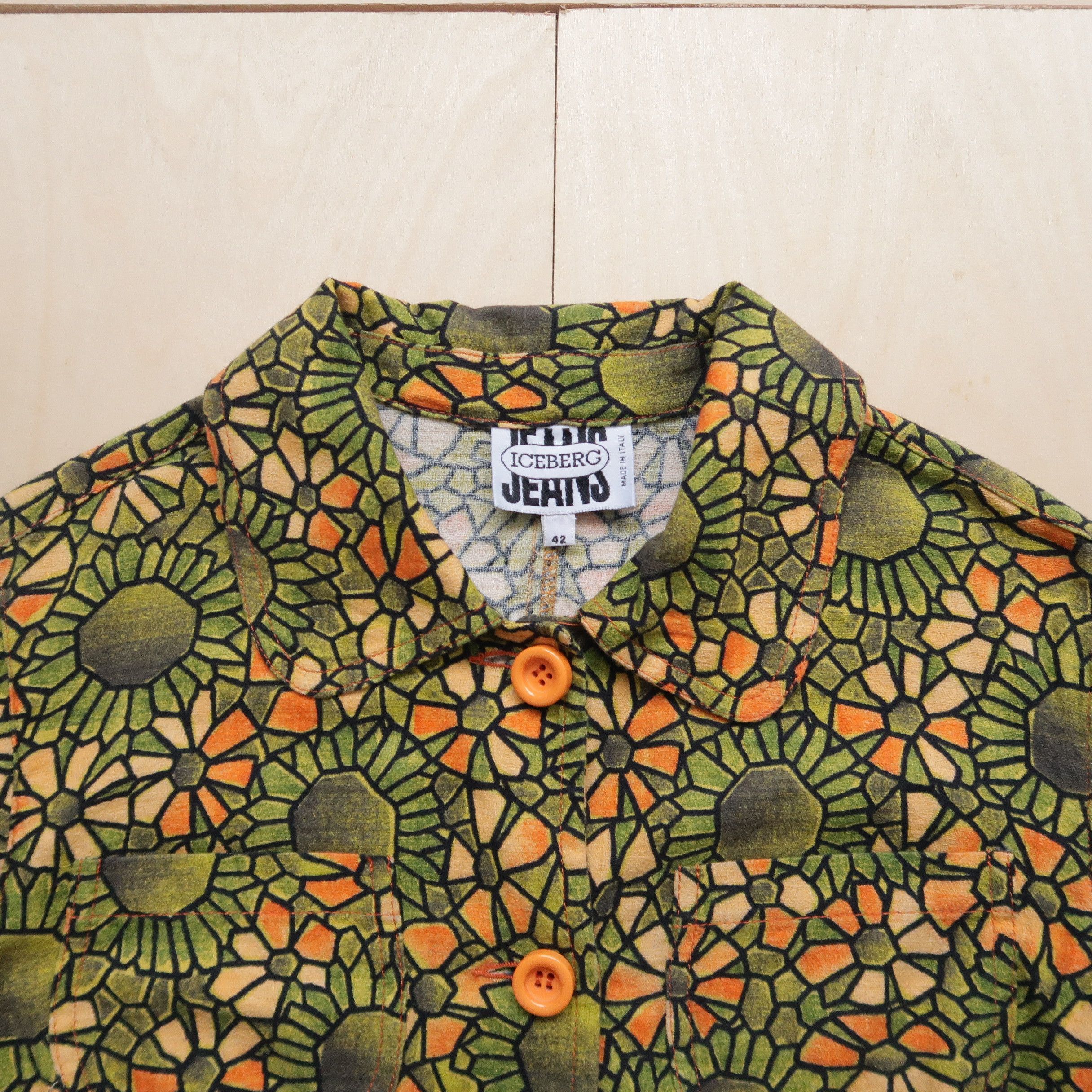 Iceberg Vintage 90s Iceberg Jeans Floral Geometric Boxy Jacket Size US XS / EU 42 / 0 - 3 Thumbnail