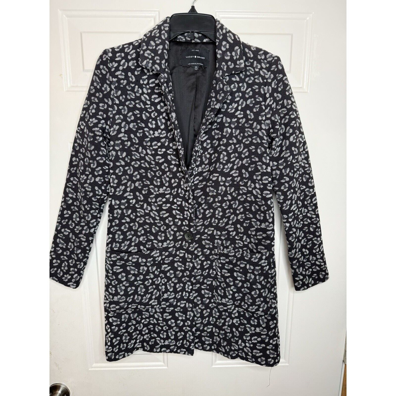 Lucky Brand Lucky Brand Leopard Long Jacket Blazer Womens XS Black Grey Size XS / US 0-2 / IT 36-38 - 1 Thumbnail