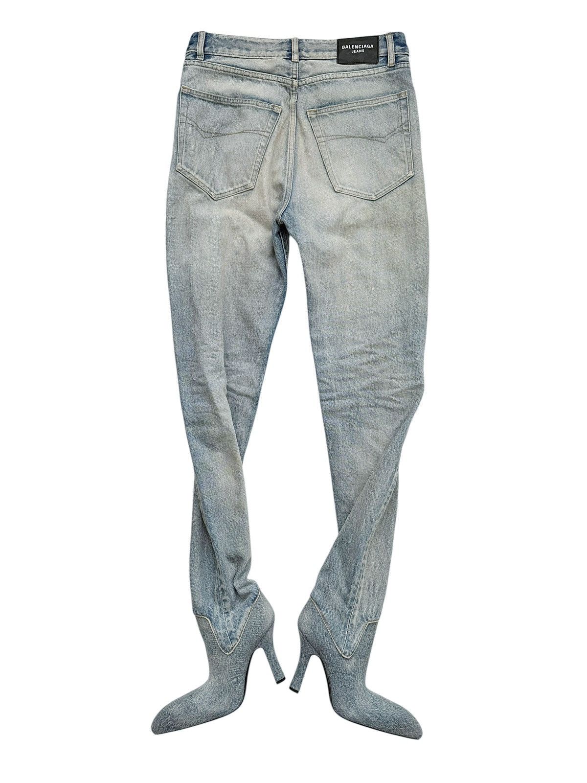 Balenciaga RARE Denim Jean Pantashoe Heel Boot Legging Size US 6 / IT 36 - 2 Thumbnail