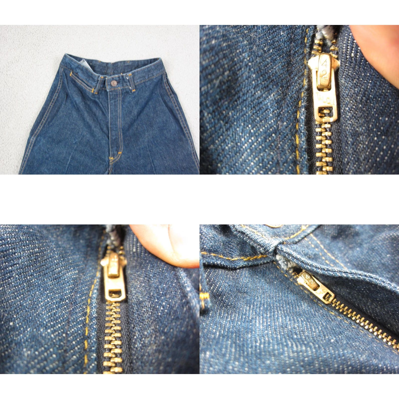 Denime VINTAGE d’Ogie Jeans Womens 11 26x34 Blue Denim Talon Zip 60s 70s Size 32" / US 10 / IT 46 - 8 Thumbnail
