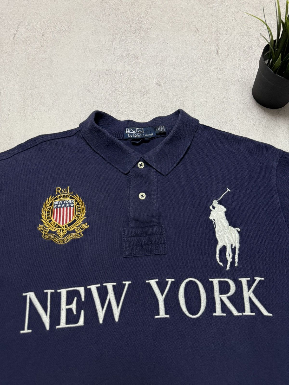 Vintage Vintage Polo Ralph Lauren New York Polo Shirt Rugby Big Logo Size US XL / EU 56 / 4 - 2 Thumbnail