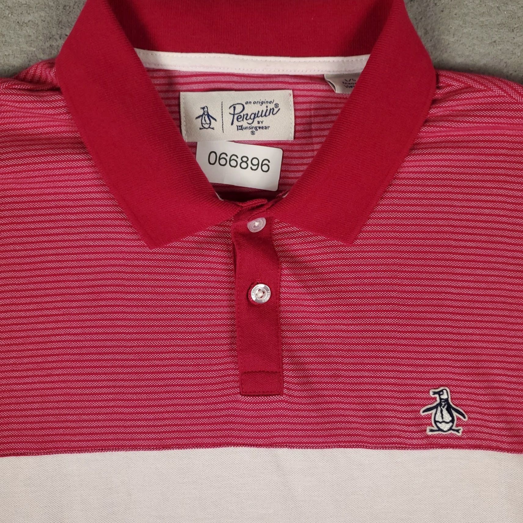 Vintage Penguin Polo Shirt Mens L Red/Pink Striped Polo Shirt Casual Short Sleeve Mens Size US L / EU 52-54 / 3 - 2 Thumbnail