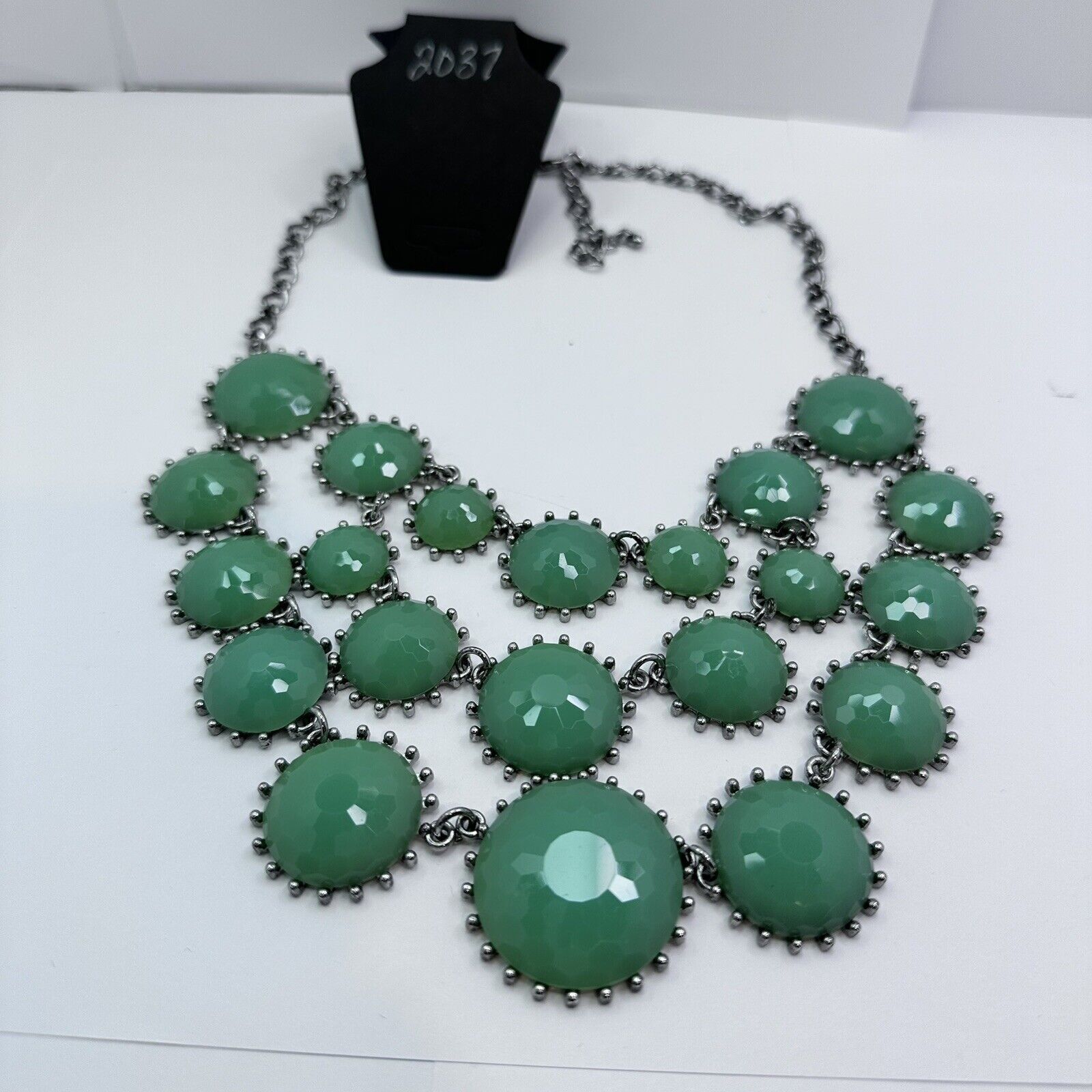 Unknown London Chunky Statement Mint Green Silver Tone Chain Necklace mcm Size ONE SIZE - 8 Thumbnail