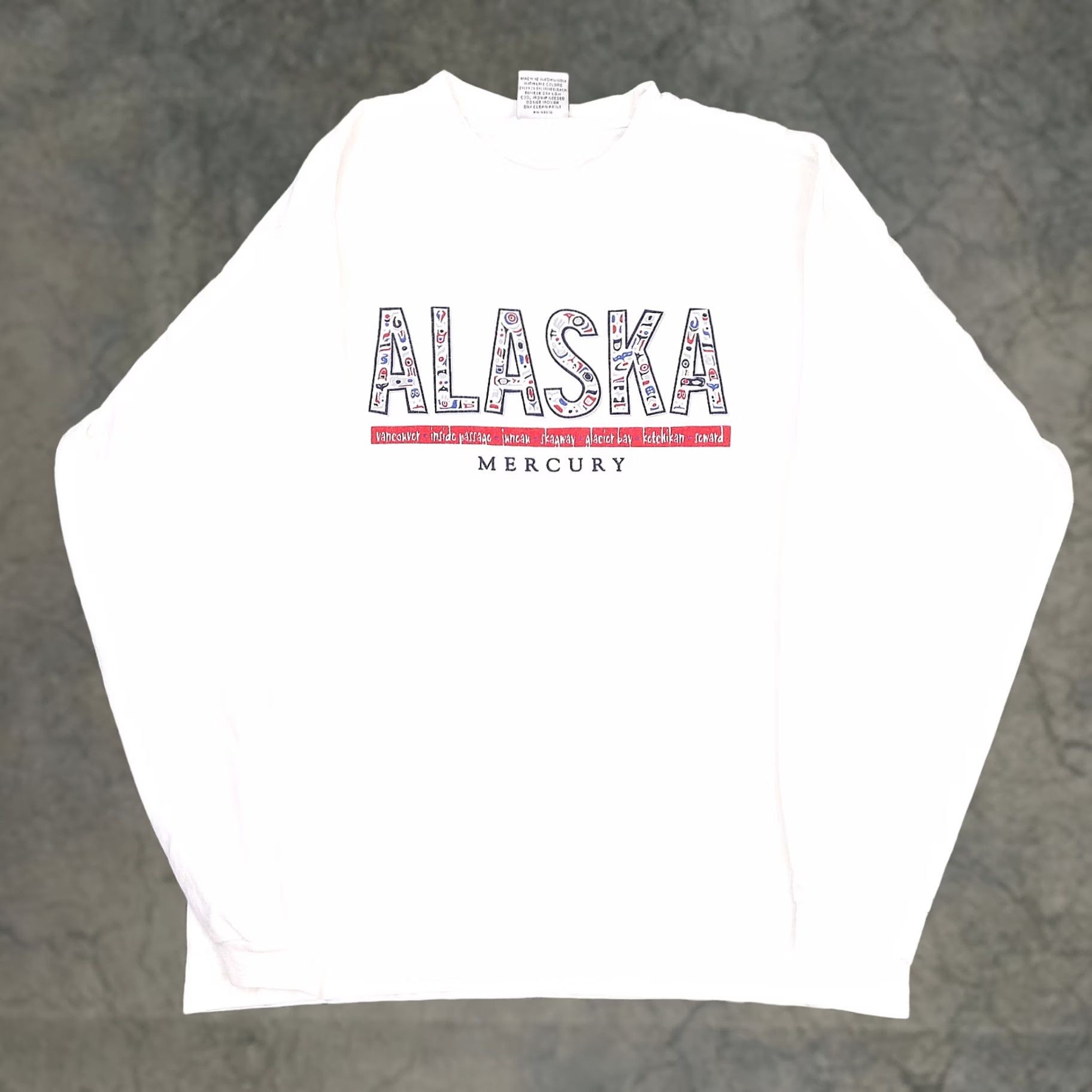 Vintage VINTAGE Alaska Mercury 90s USA Made in USA Cotton Long Sleeve T-Shirt L White Mens Size US L / EU 52-54 / 3 - 1 Thumbnail