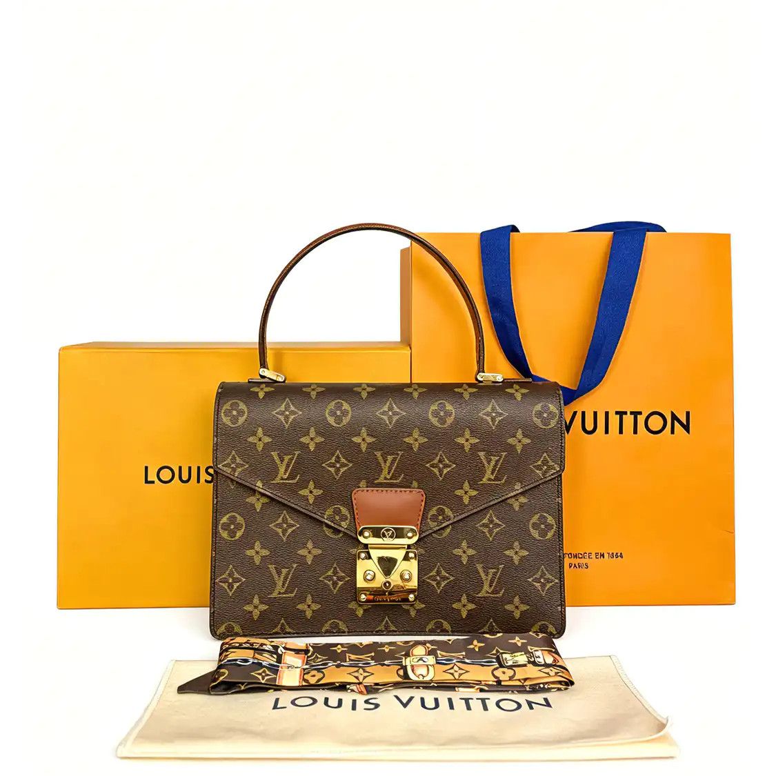 Louis Vuitton Concorde Brown Coated Canvas Monogram Handbag Gold Hardware Medium, Women's