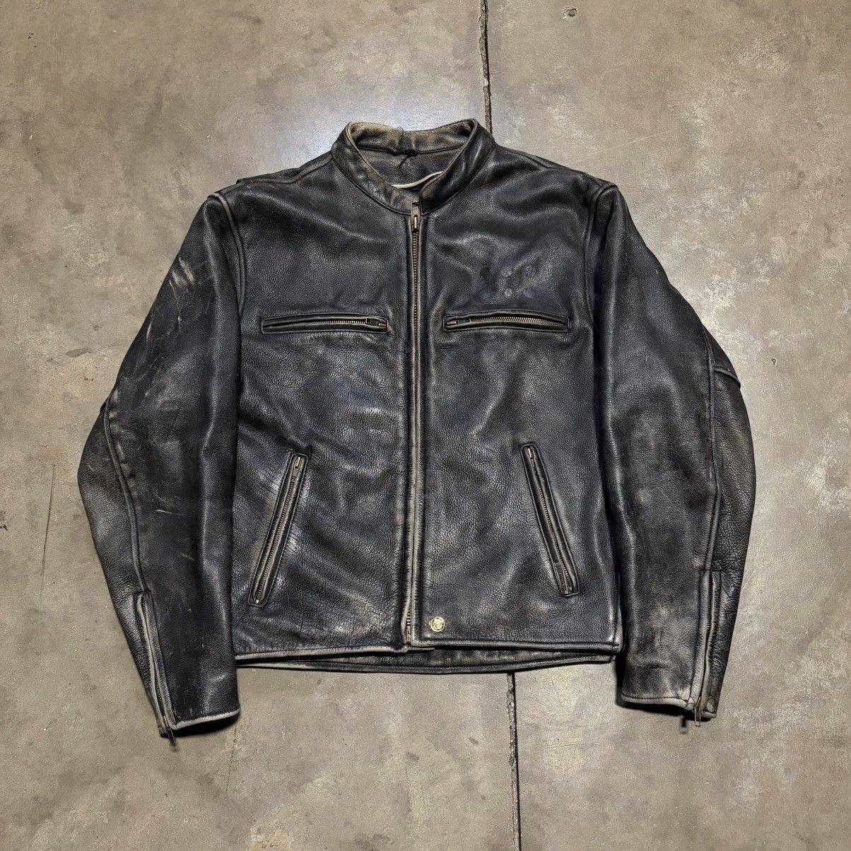 Vintage Milwaukee Leather Biker Jacket Worn Faded Moto Racer