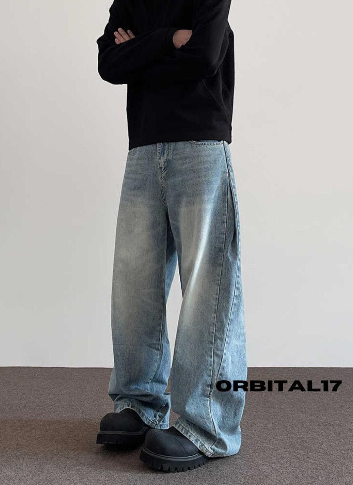Blue Baggy Wide Leg Denim Jeans