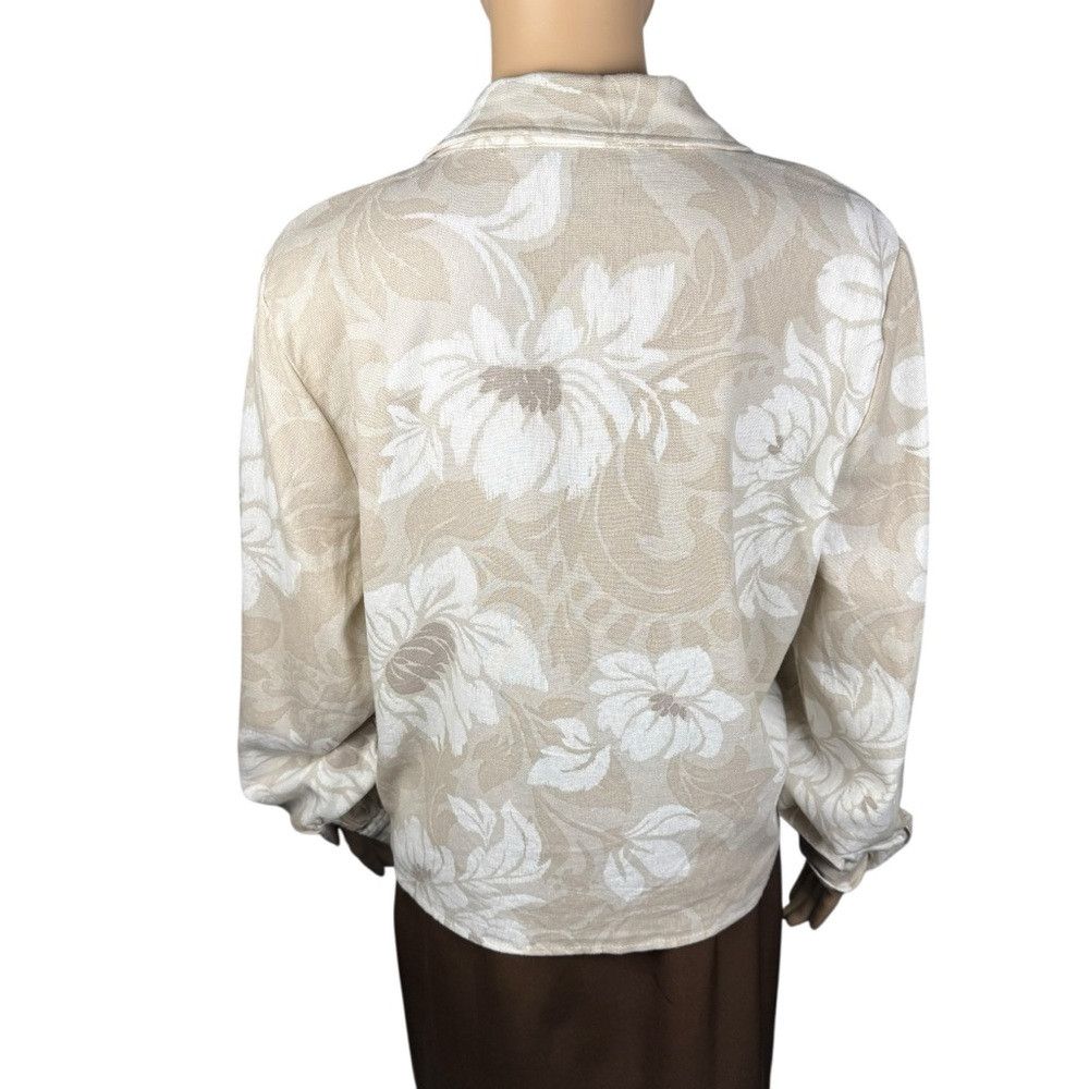 Ellen Tracy NWT New $89 Ellen Tracy Linen Blend Beige Floral Tie Front Size M / US 6-8 / IT 42-44 - 4 Thumbnail