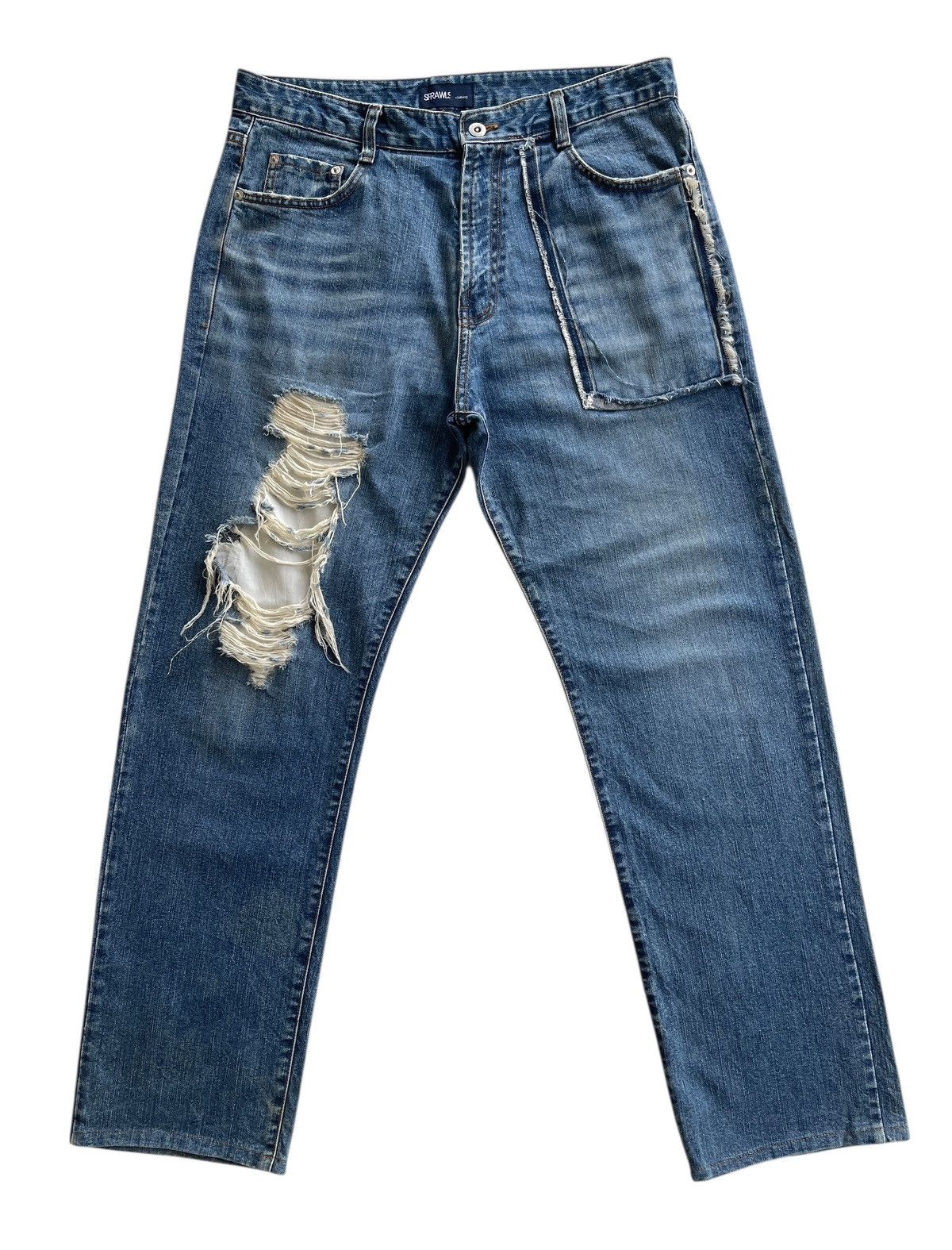 Japanese Brand Joge Martin X Sprawls Distressed Streetwear Denim Size US 33 - 2 Thumbnail