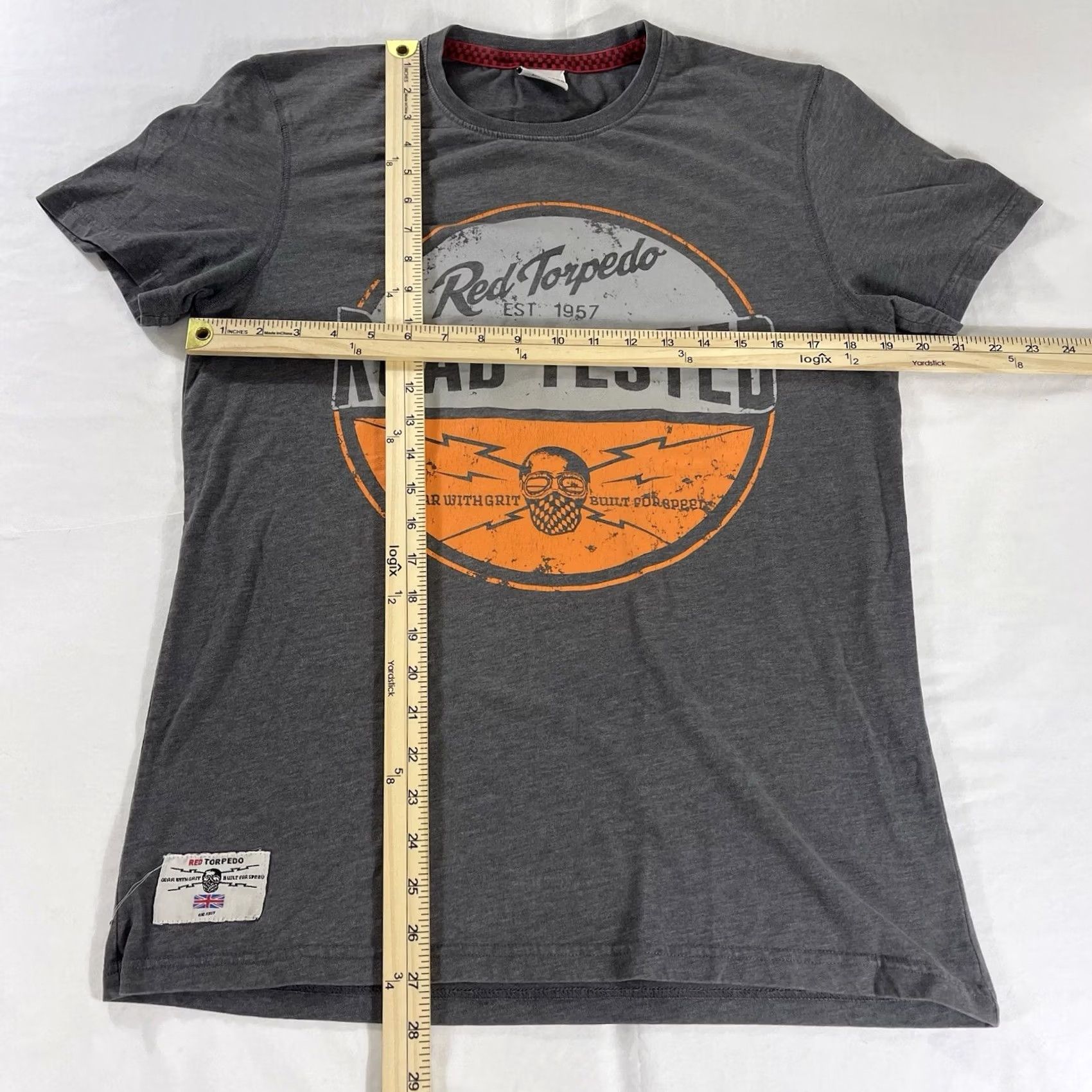 Vintage Red Torpedo T-Shirt Mens Sz M ROAD TESTED Gray Skull Logo Graphic Street Gear Geared Blightly 90s Vintage Theme Boys Mens Size US M / EU 48-50 / 2 - 2 Thumbnail