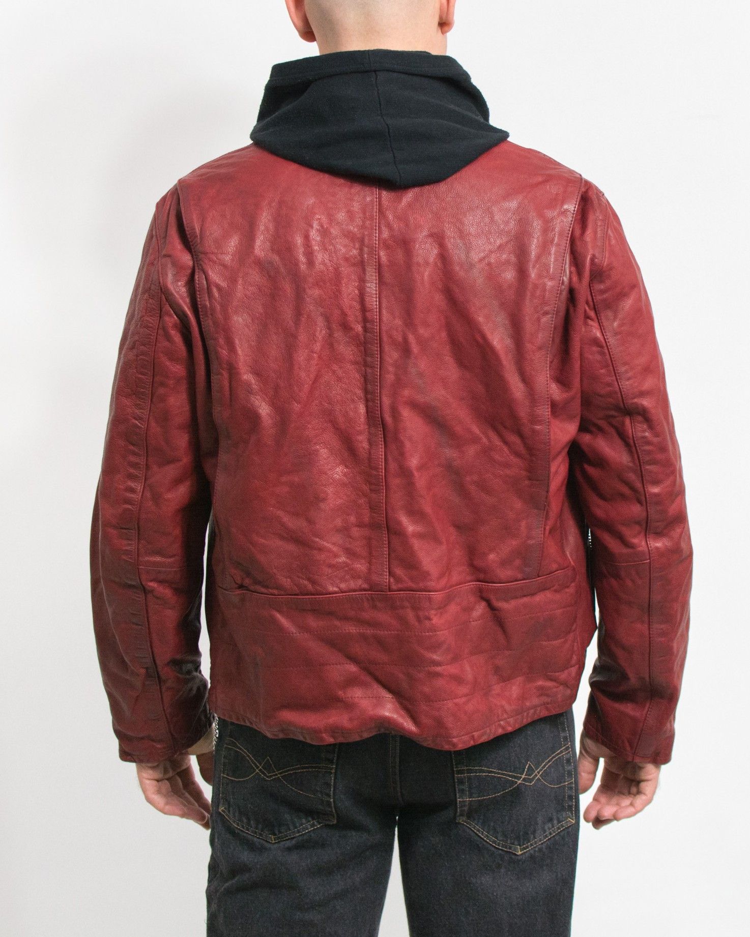 Gap × Genuine Leather GAP Red Leather Racing Jacket Y2K Vintage Distressed Men’s L Size US L / EU 52-54 / 3 - 4 Thumbnail
