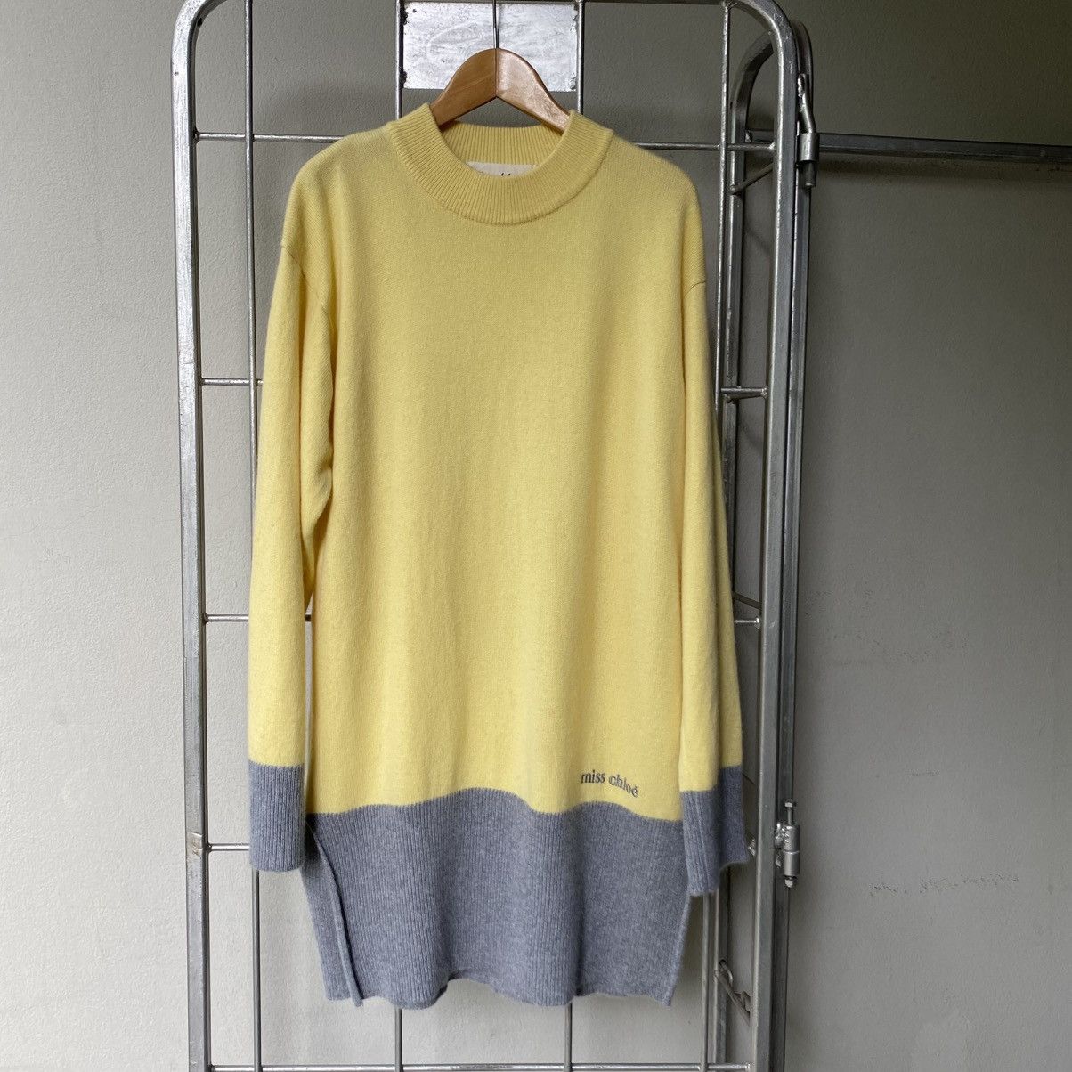Chloe Miss chloe Yellow and Gray Colorblock Knit Sweater Dress Size S / US 4 / IT 40 - 1 Thumbnail