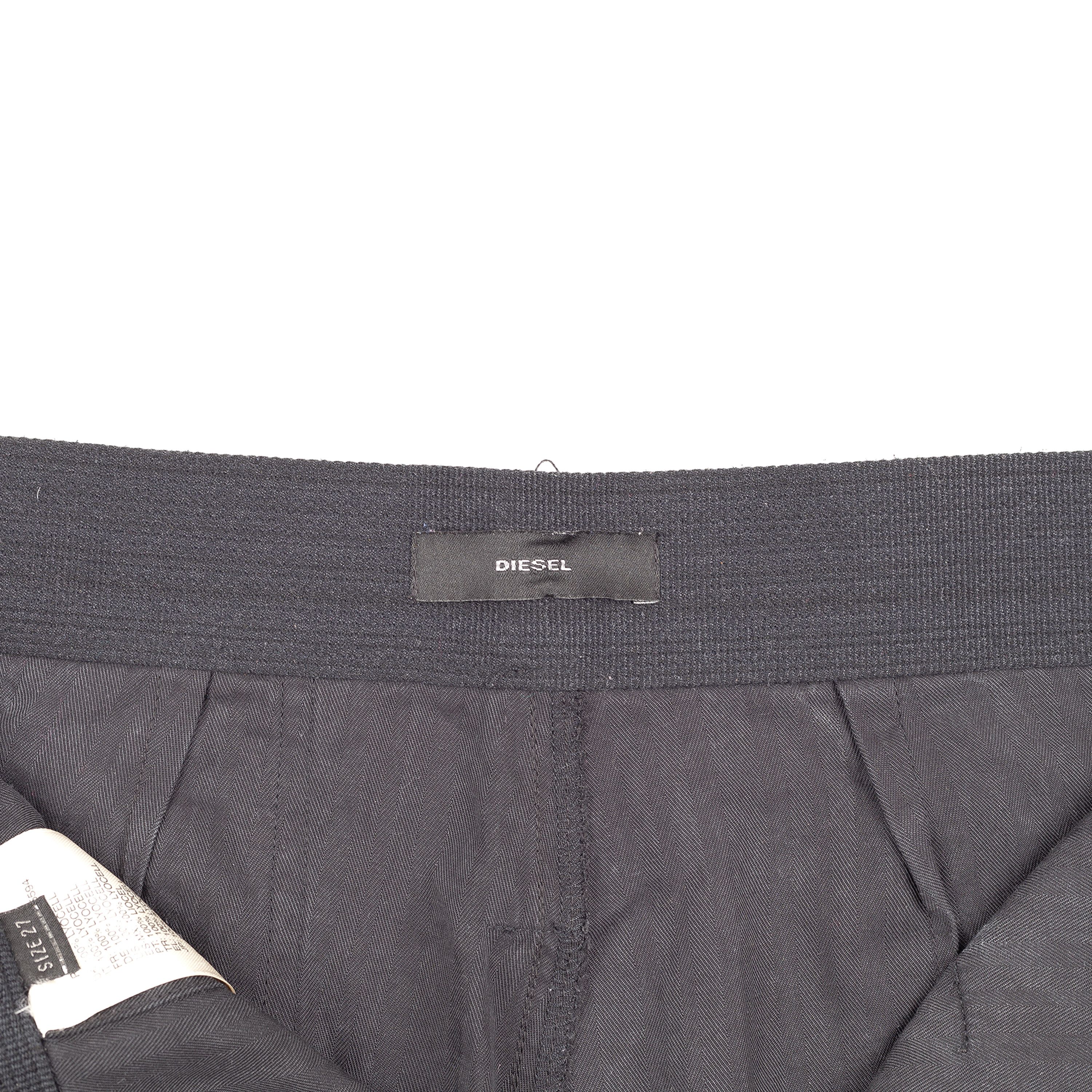 Diesel × Diesel Black Gold Diesel Pinstripe Capri Bondage Cargo Loose Black Pants (S) Size 26" / US 2 / IT 38 - 5 Thumbnail