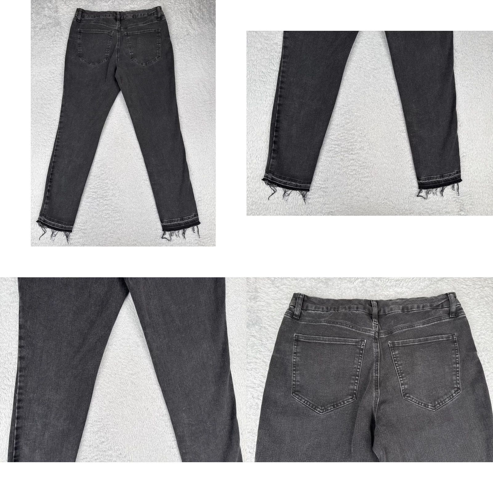 Express Express Jeans Skinny Black Mid Rise Women's 12 Denim 31x28 Stretch 5-Pocket Zip Button Raw Hem Vintage No Size 34" / US 12 / IT 48 - 10 Thumbnail