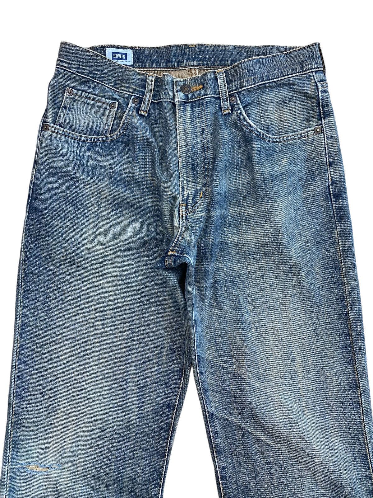 Edwin Edwin Brand Faded Wash Ripped Style Loose Jeans Size US 30 / EU 46 - 2 Thumbnail