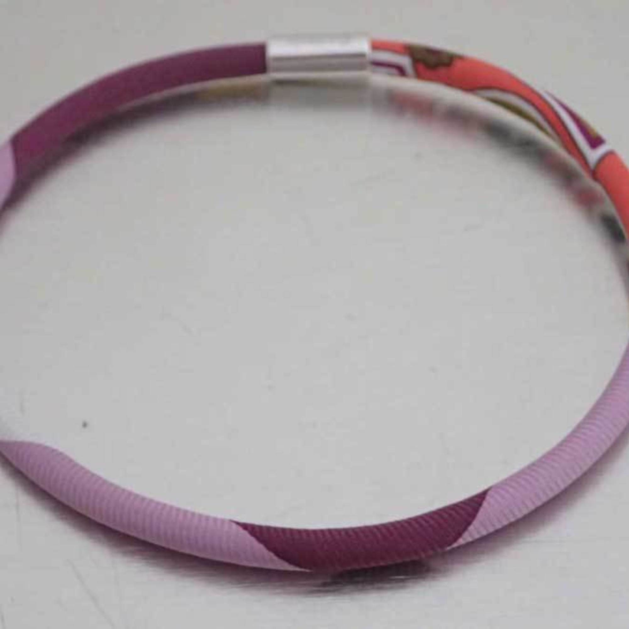 image of Hermes Bangle Bracelet Petit Ash Petite H Purple X Multicolor Silk Silver Hardware Women's in Black