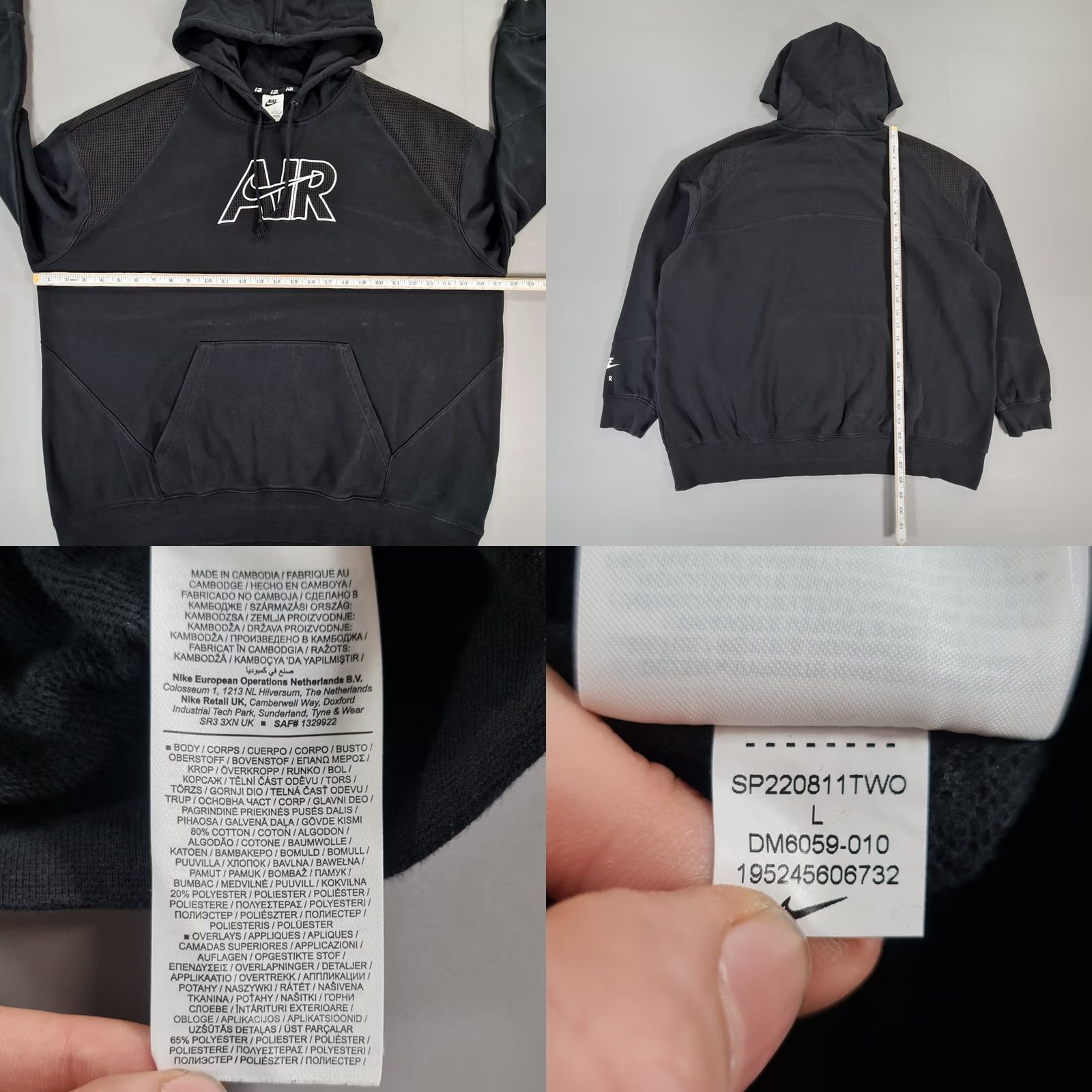 Nike Nike Air Mens Hoodie Black Large Logo Cotton Blend Pullover DM6059 010 Size US L / EU 52-54 / 3 - 8 Thumbnail