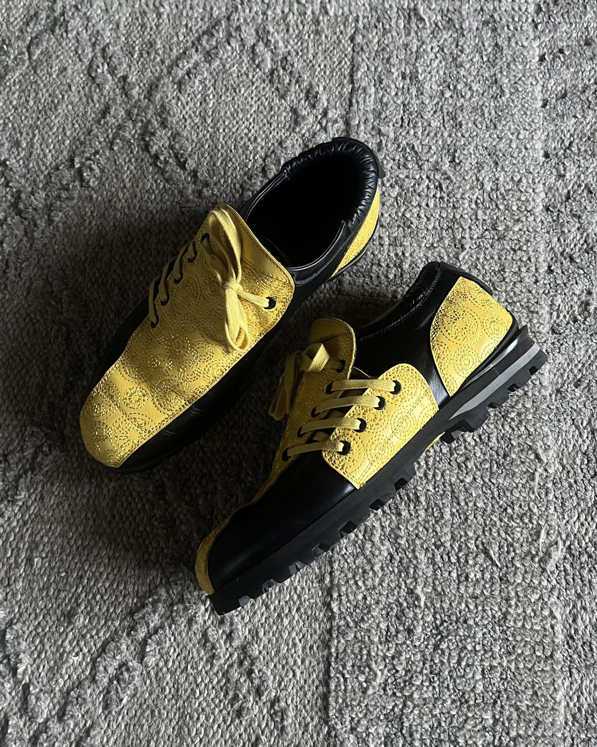 Kiko Kostadinov Kiko Kostadinov Men's Black And Yellow Haidu Leather Shoes Size US 7 / EU 40 - 3 Thumbnail